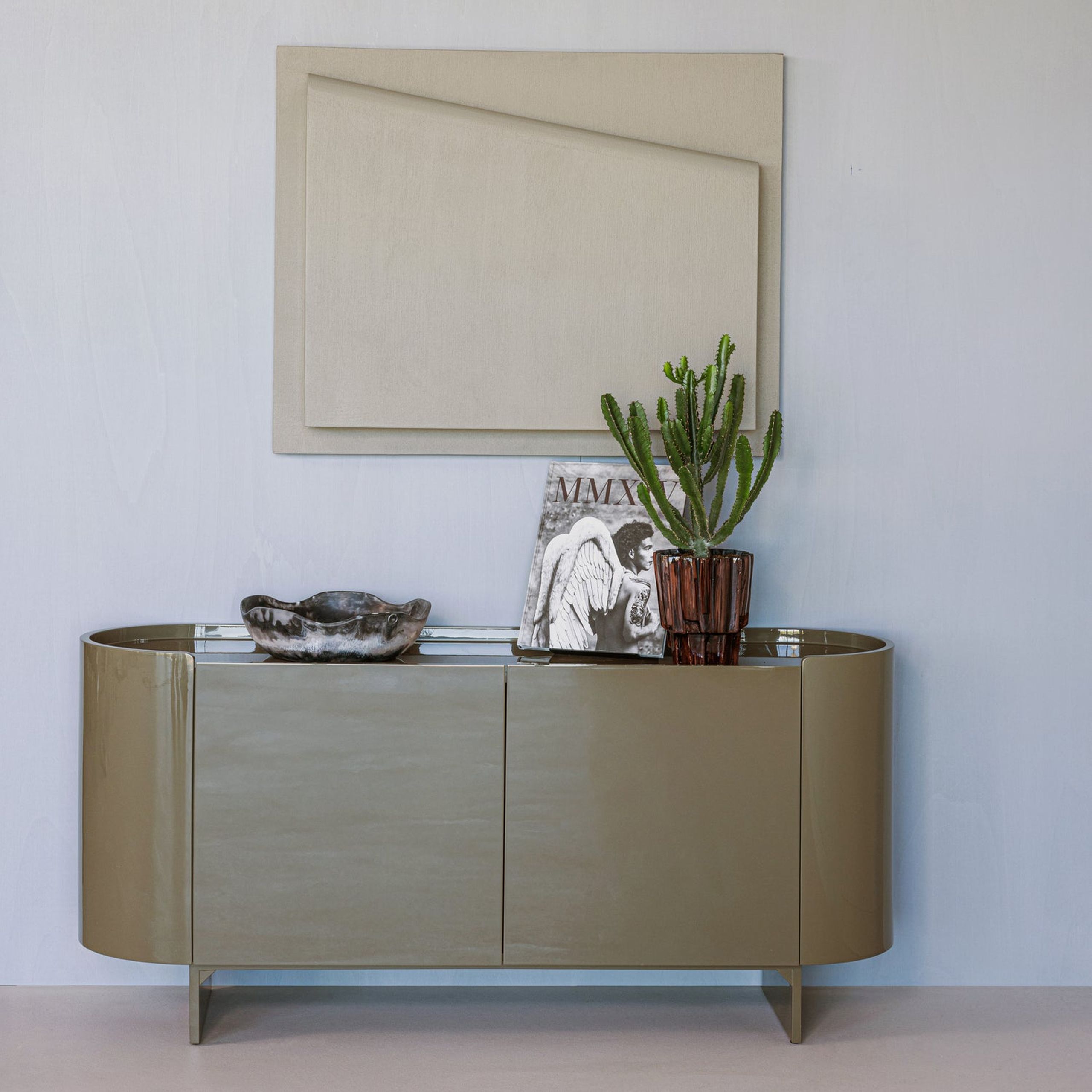 Retro Sideboard Liora Hochglanz Grün Oval 