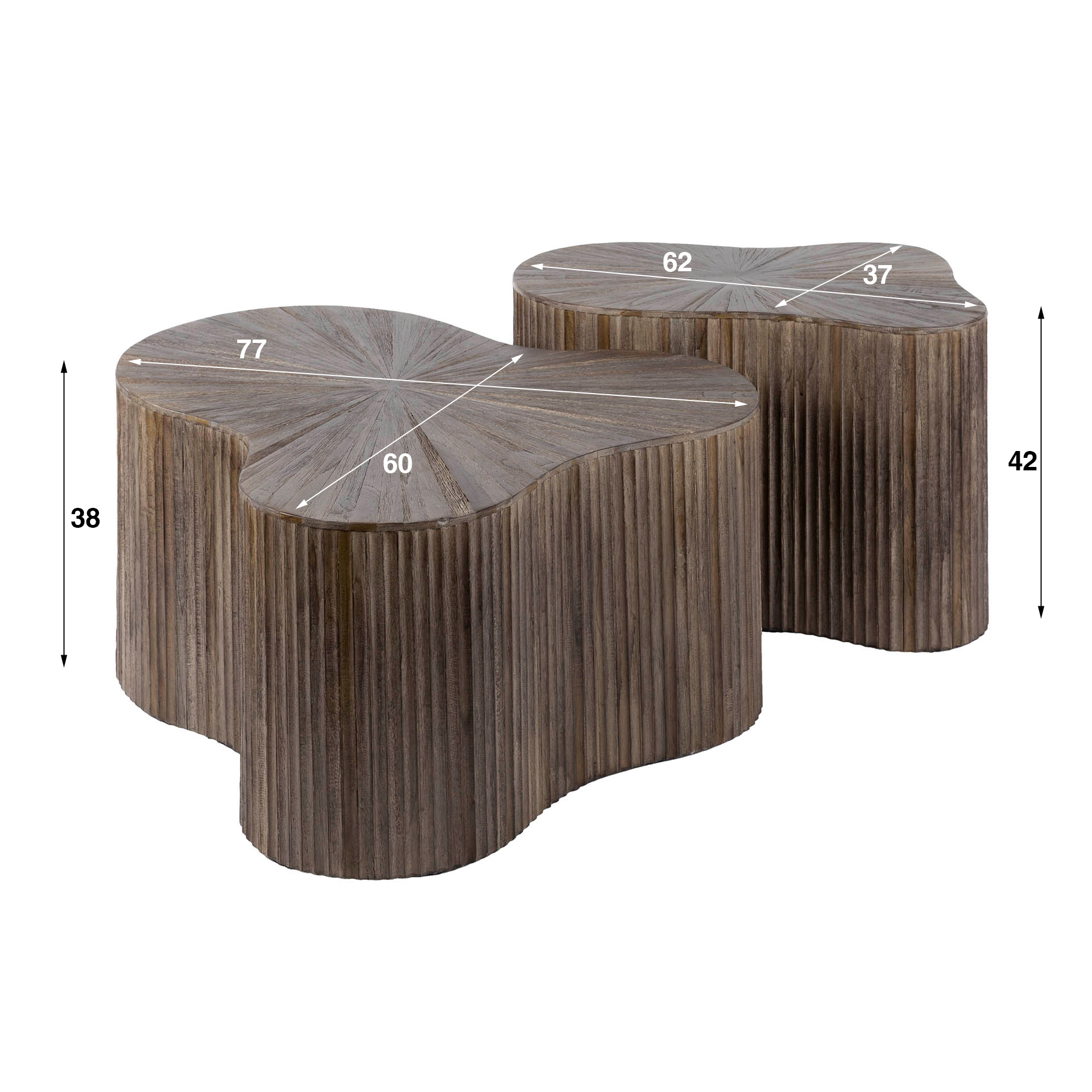 Retro Couchtisch 2er Set Shamrock Maya Teakholz