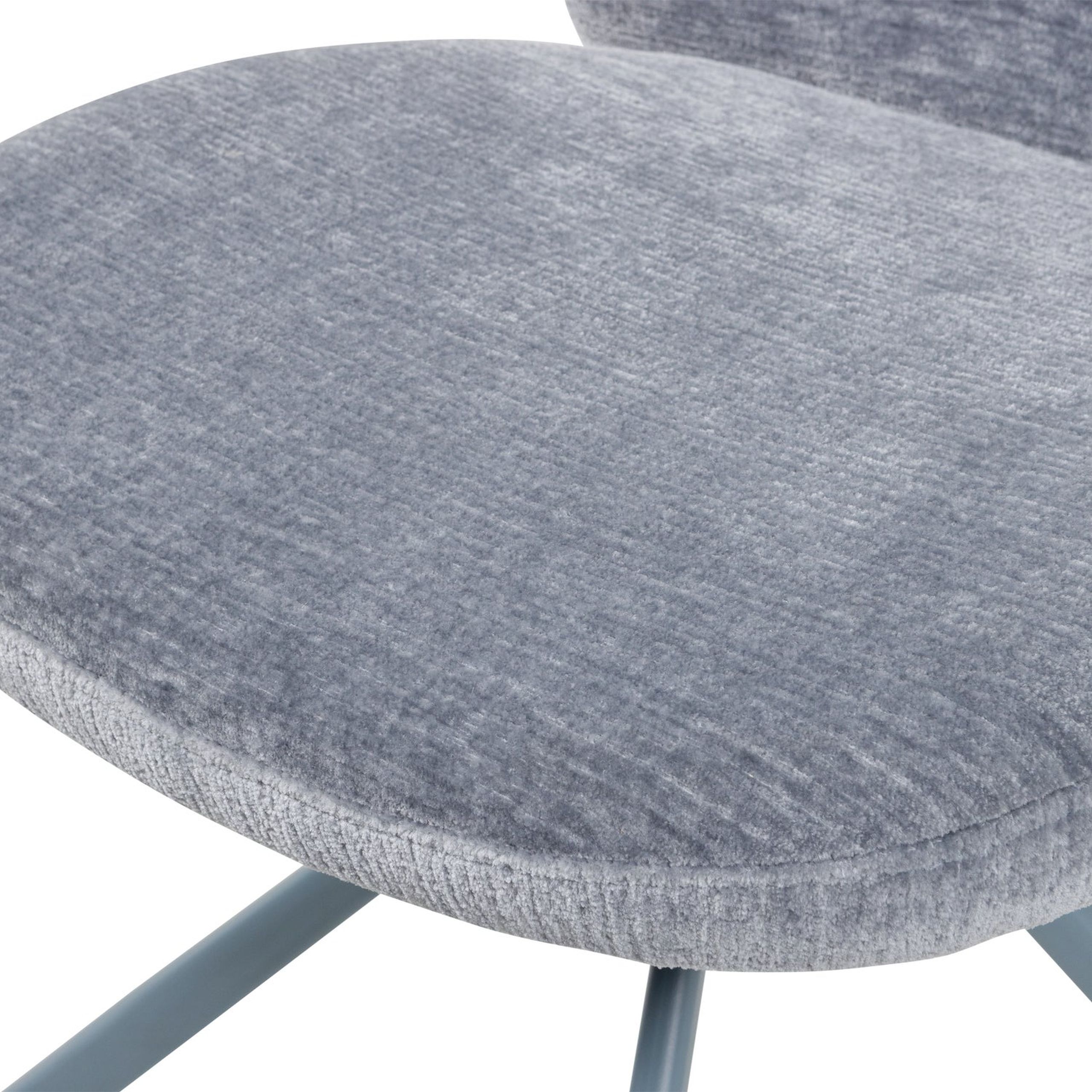 2er Set Retro Esszimmerstuhl Drehstuhl Femke Samt Chenille Blau