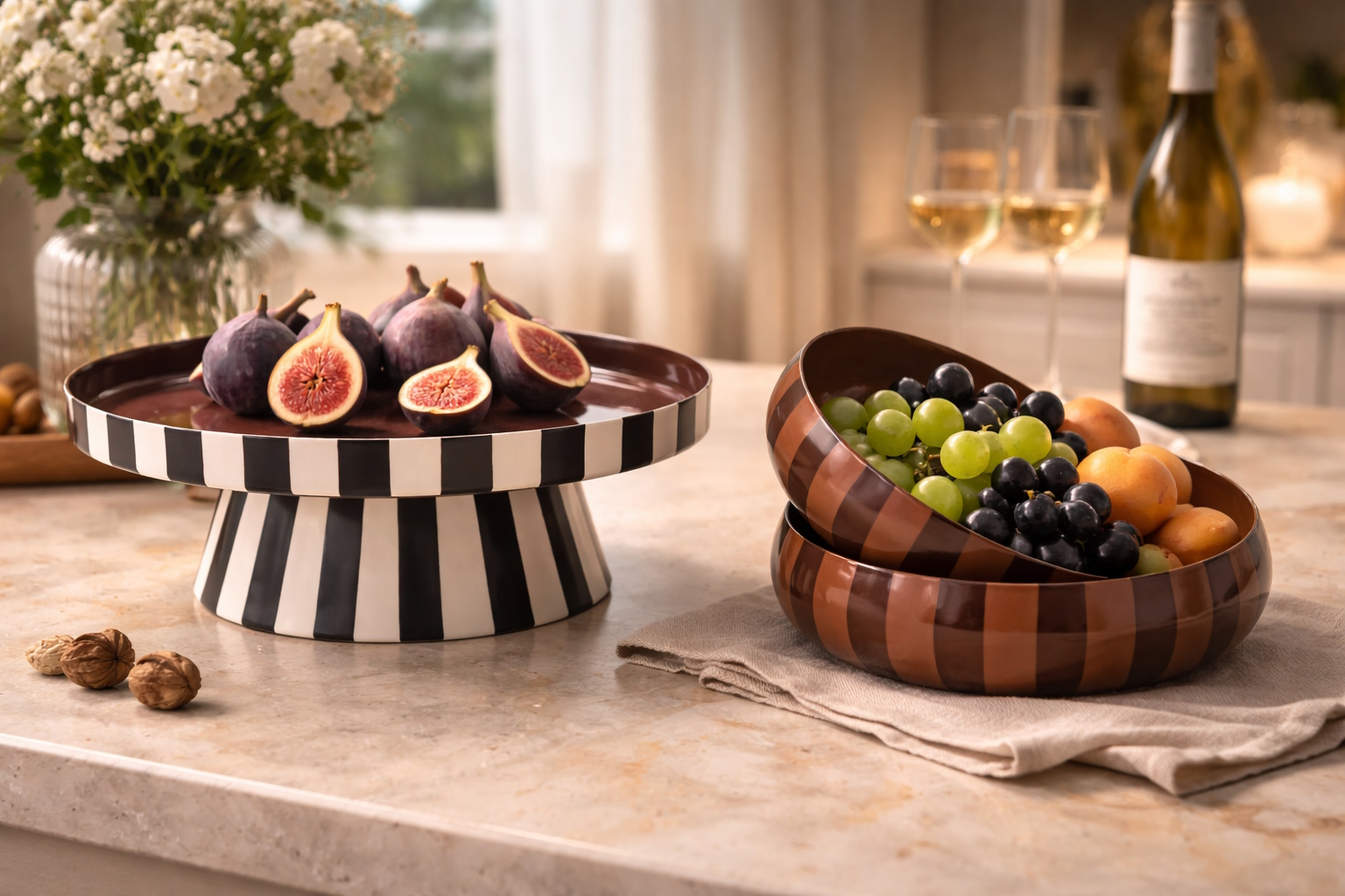 Retro Schale Dekoschale Servierschale Stripes