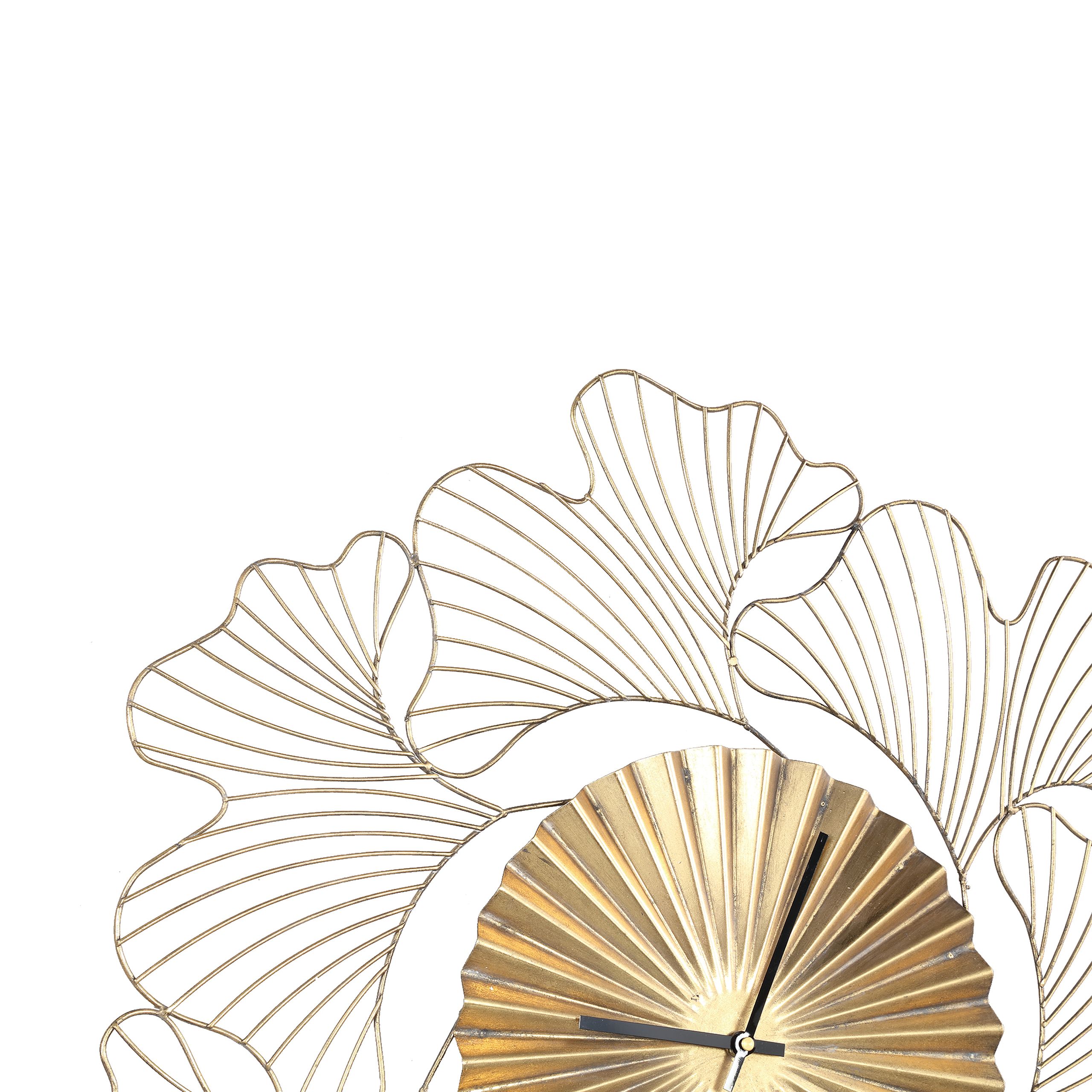 Wanduhr Jora Ginkgo Gold Florales Muster