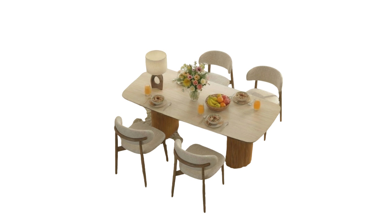  Essgruppe Travertin Tisch Roma + 4 Stühle Linea fertig montiert