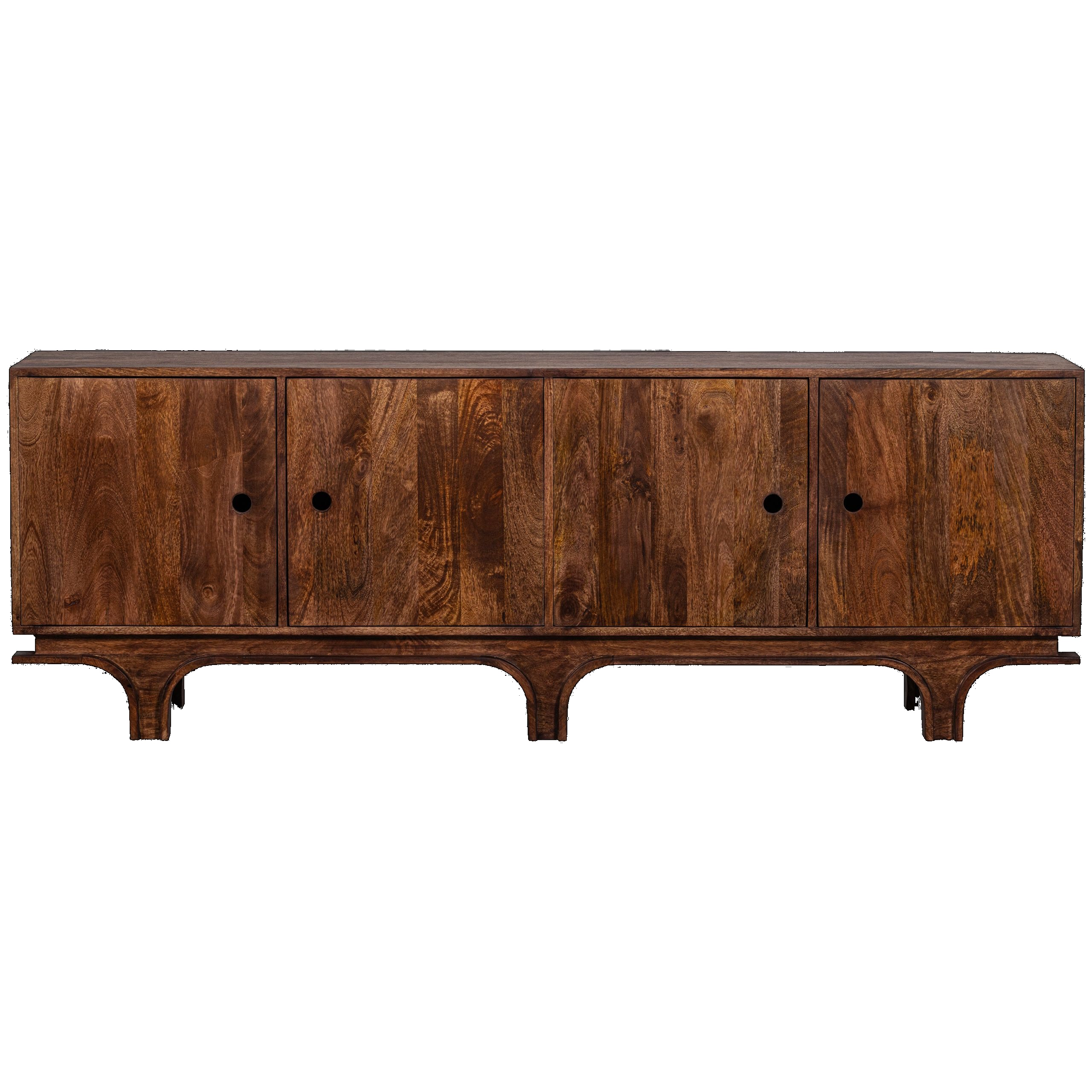 Retro Sideboard Kommode Staes Mangoholz 4 Türen 200 cm