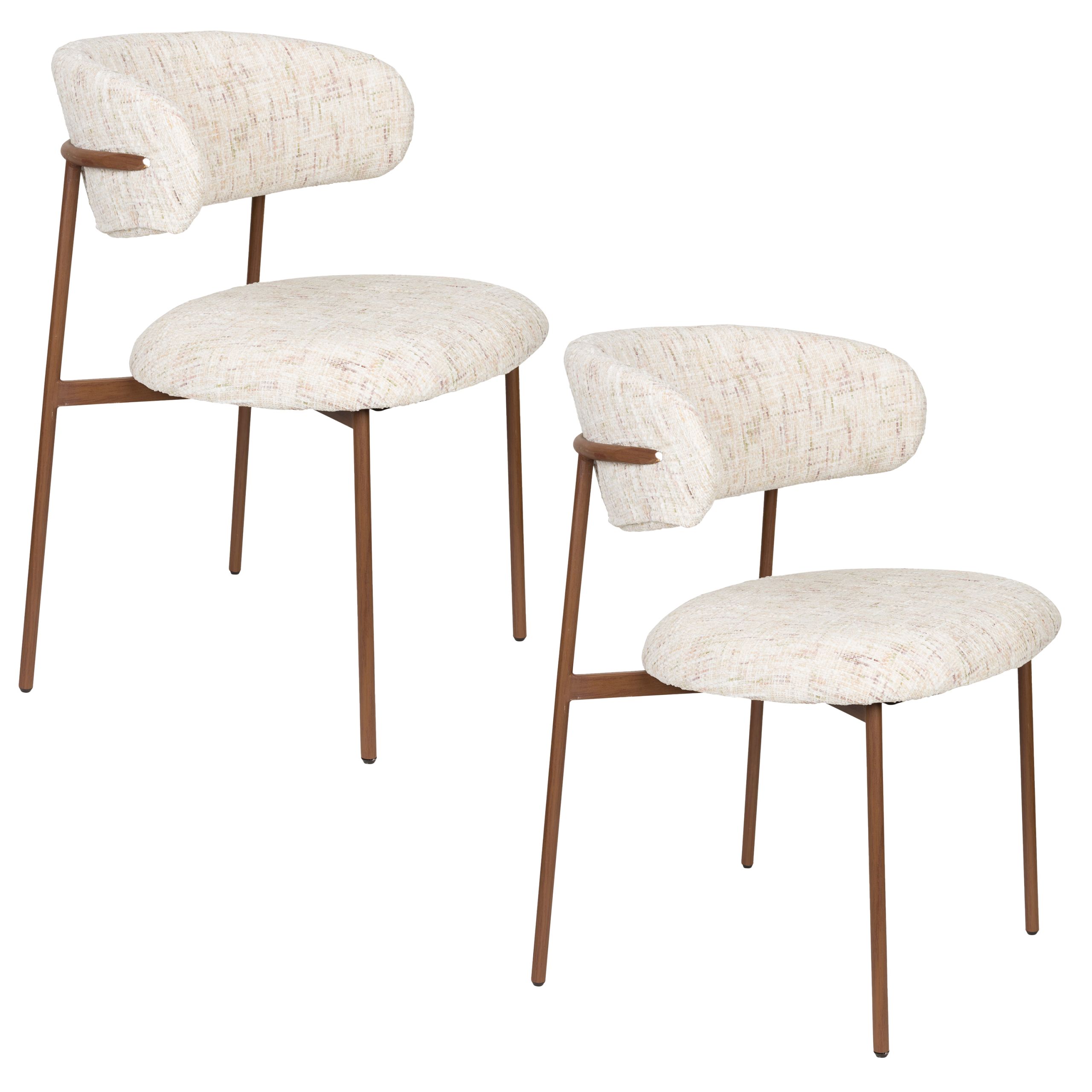 2er Set Retro Esszimmerstühle Claes Walnussholzoptik Off-White