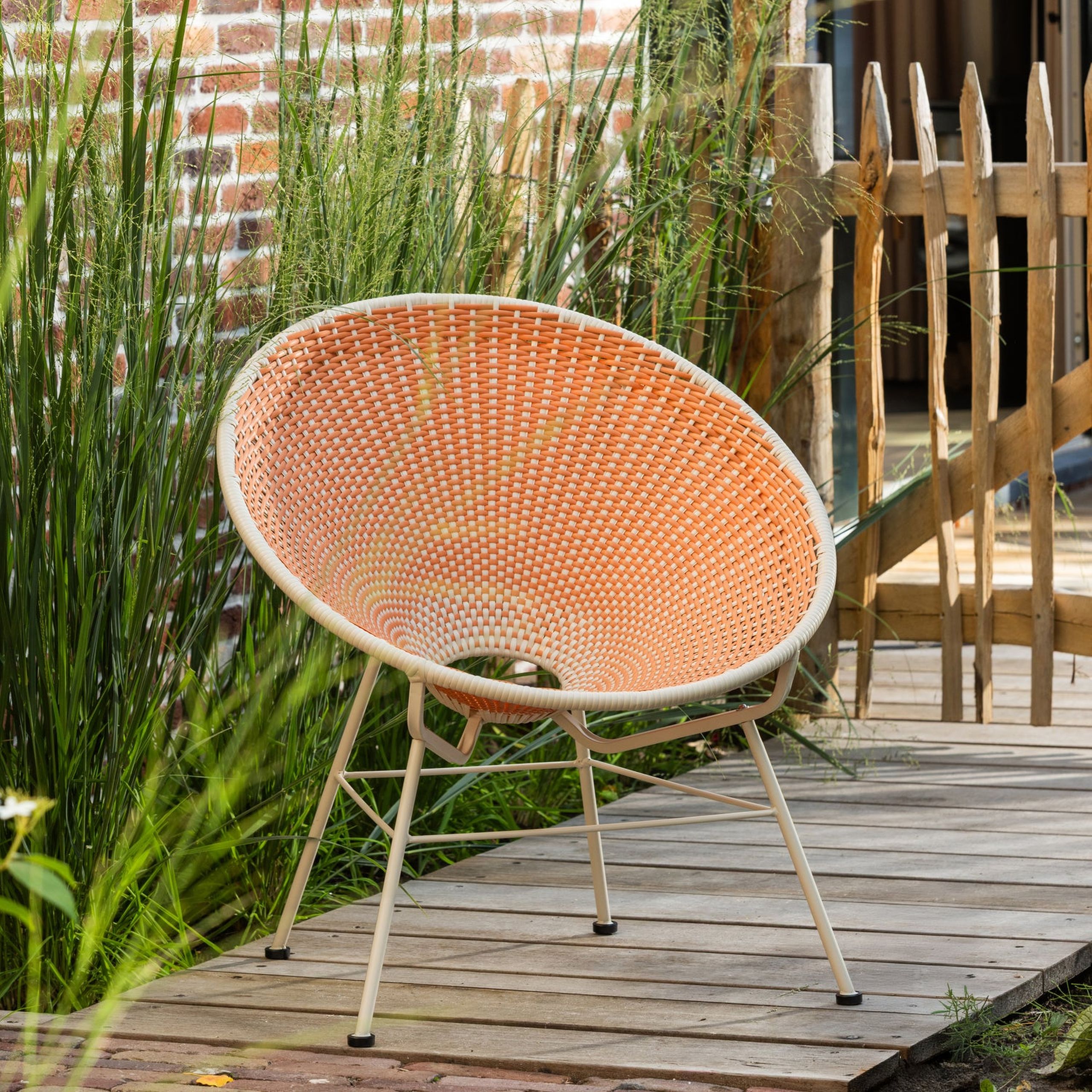 Retro Rattansessel Kazoun PE-Rattan In/Outdoor Orange