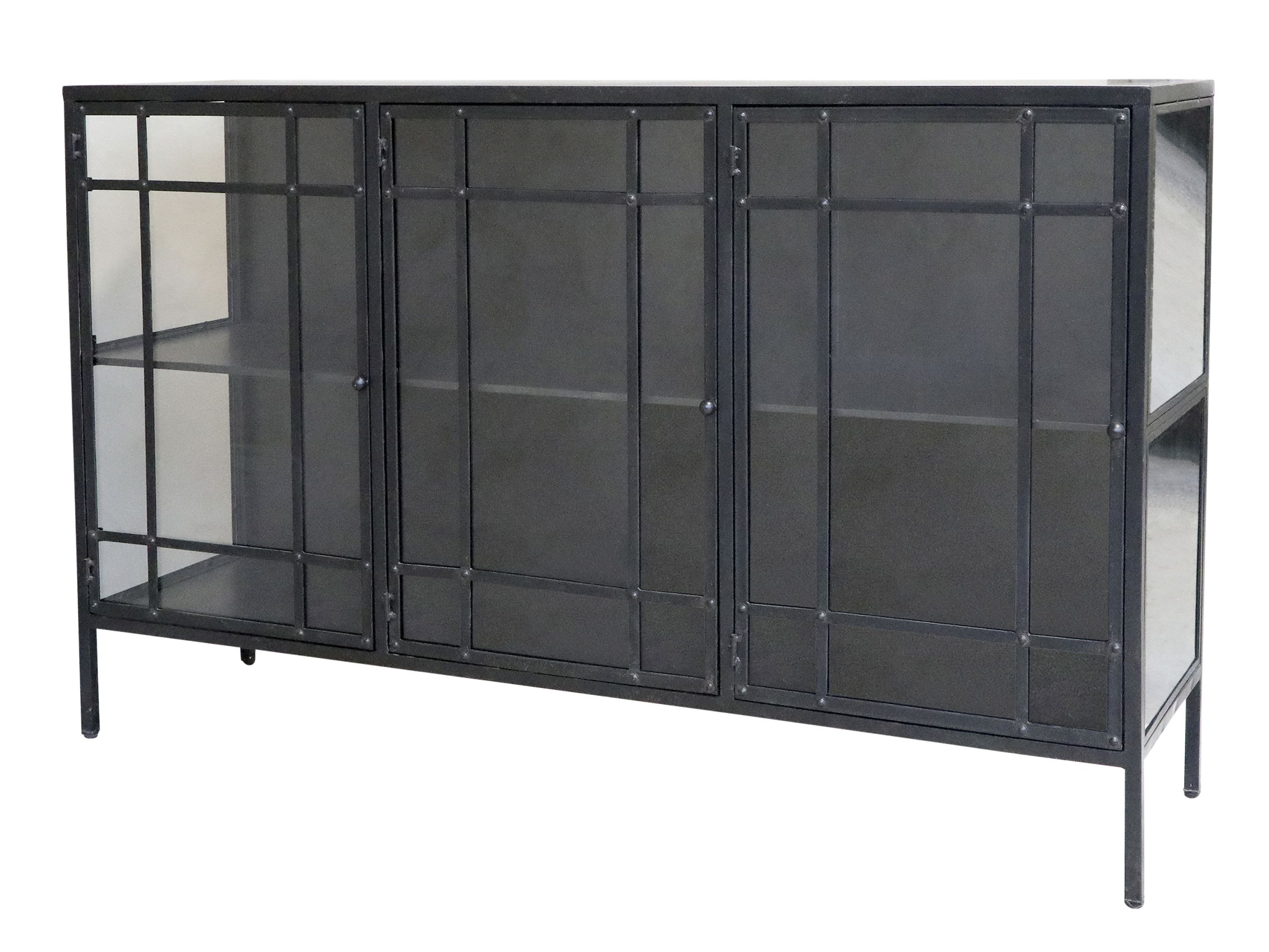 Industrial Vitrine Sideboard Blacksmith Metall/Glas 3 Türen