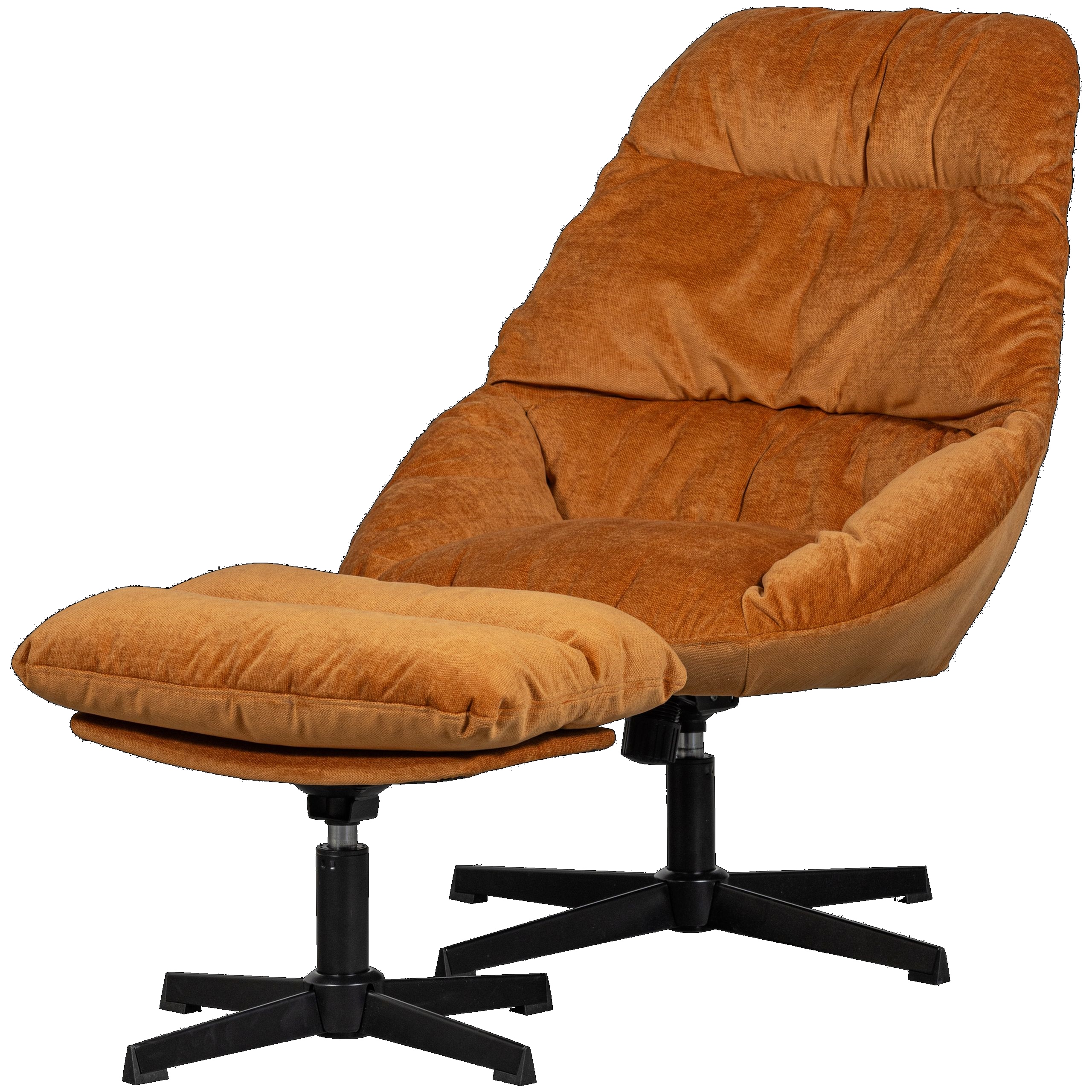 Retro Loungesessel Relaxsessel Yaro Set mit Hocker Samt Ginger oder Espresso