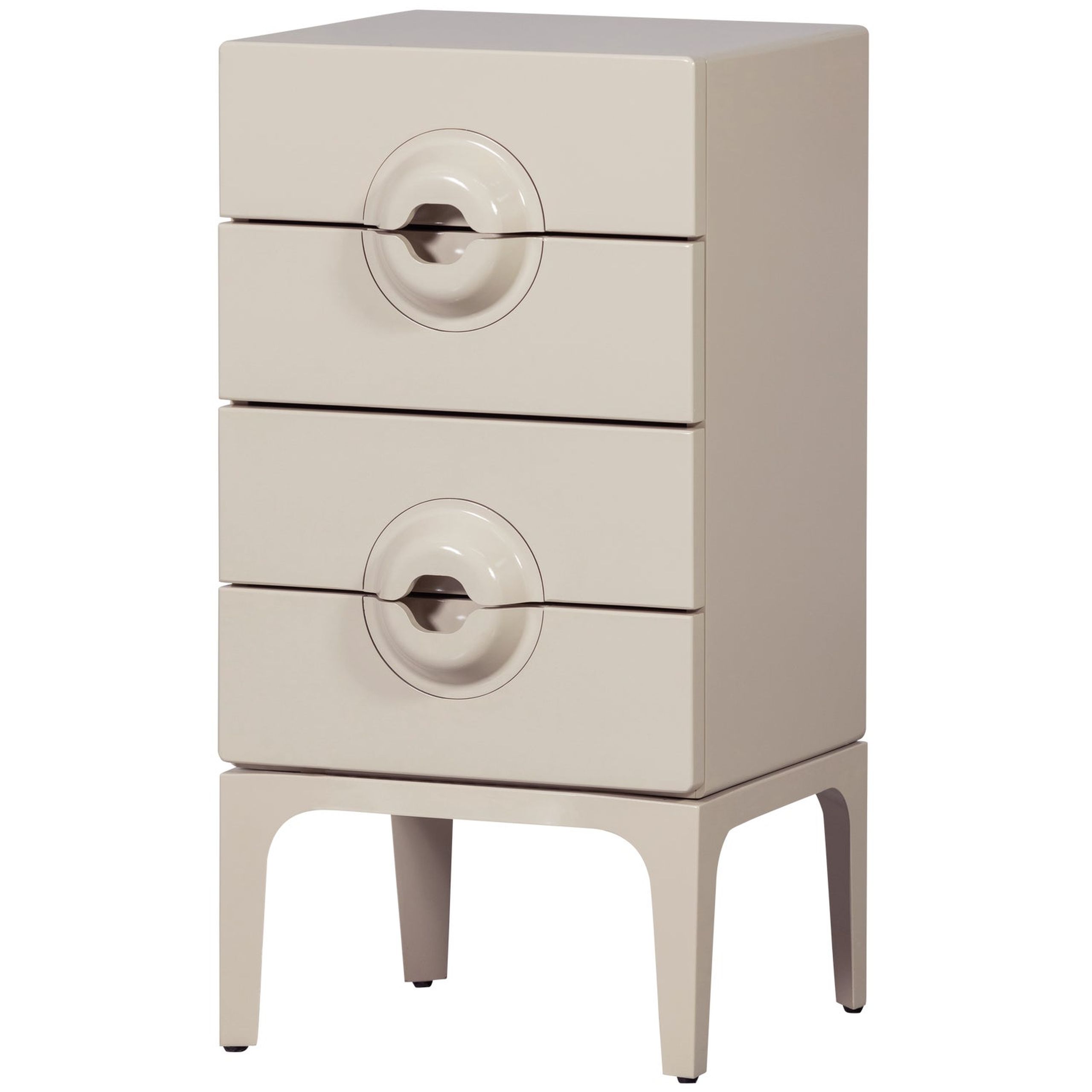 Retro Kommode Nachttisch Merge Beige 4 Schubladen