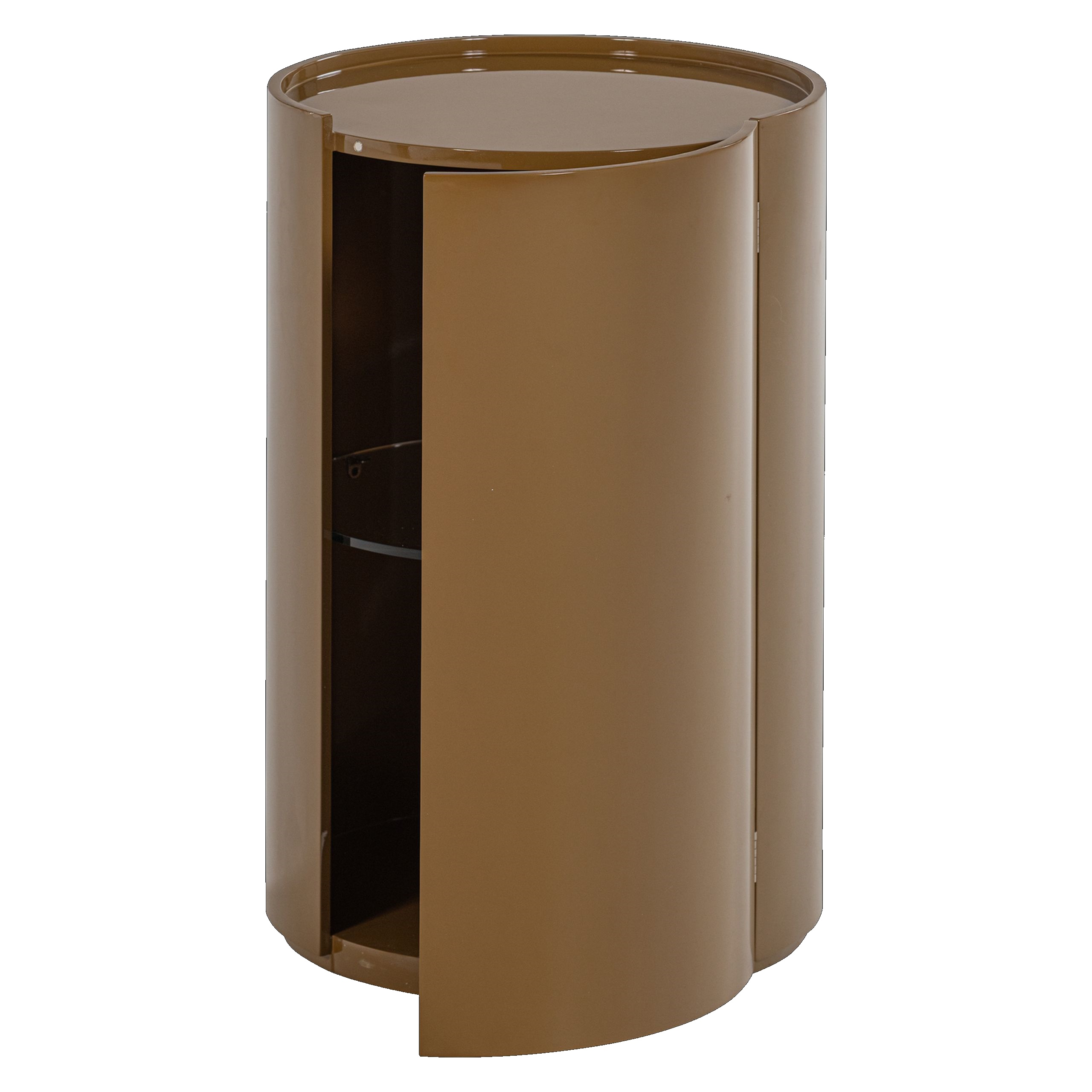 Retro Schrank Kommode Hausbar Sera Rund in Hochglanz-Finish Honiggelb