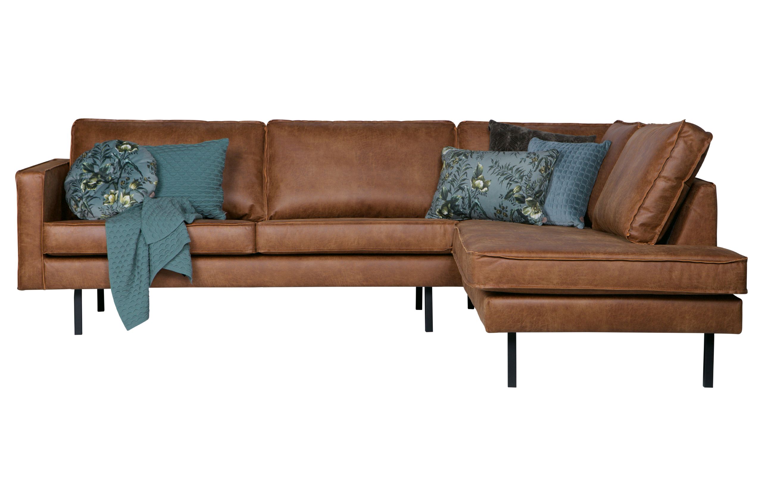 Ecksofa Eckbank Leder Rodeo 3-Sitzer Cognac Rechts oder Links 266/213 cm