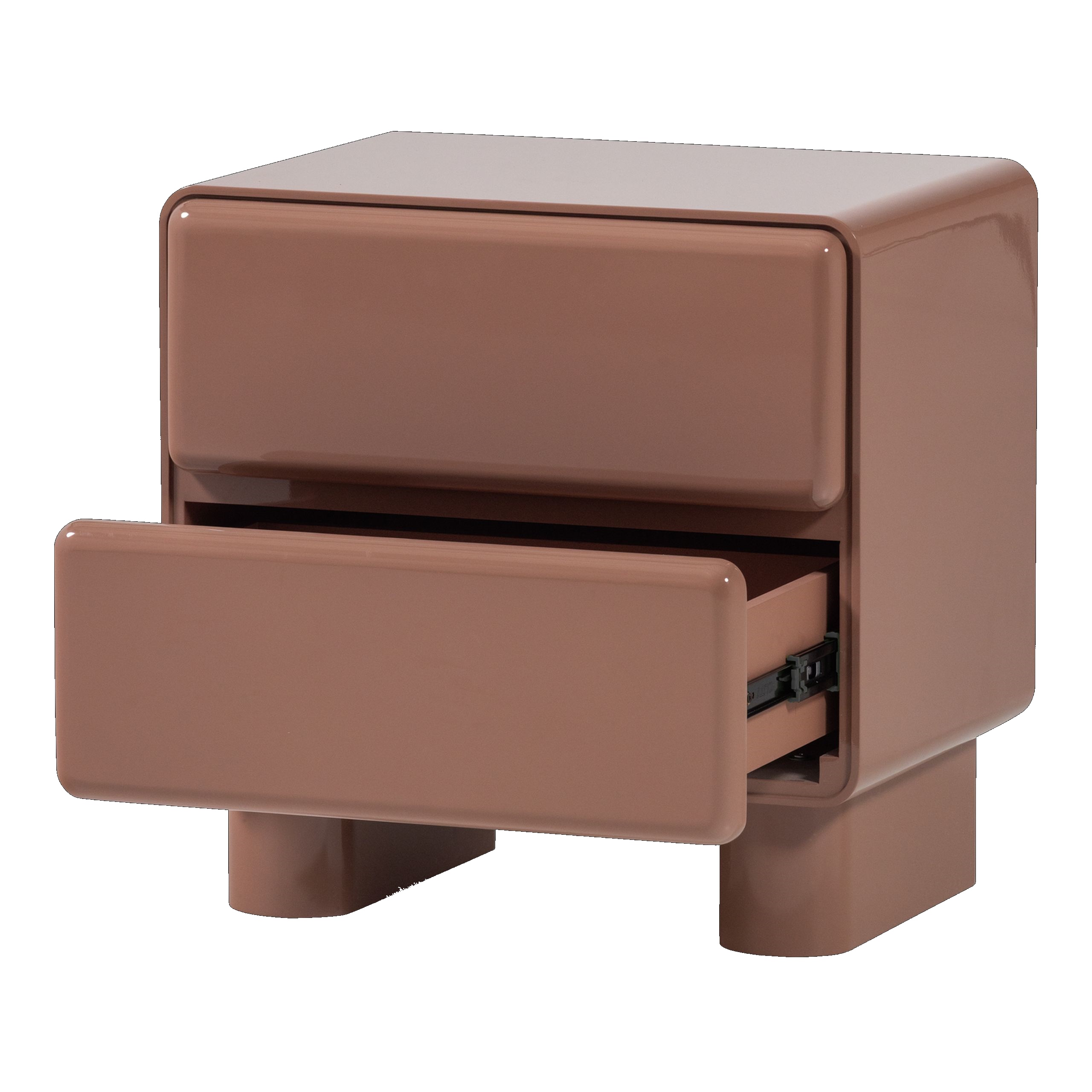 Retro Nachttisch Lustra Hochglanz-Finish Altrosa