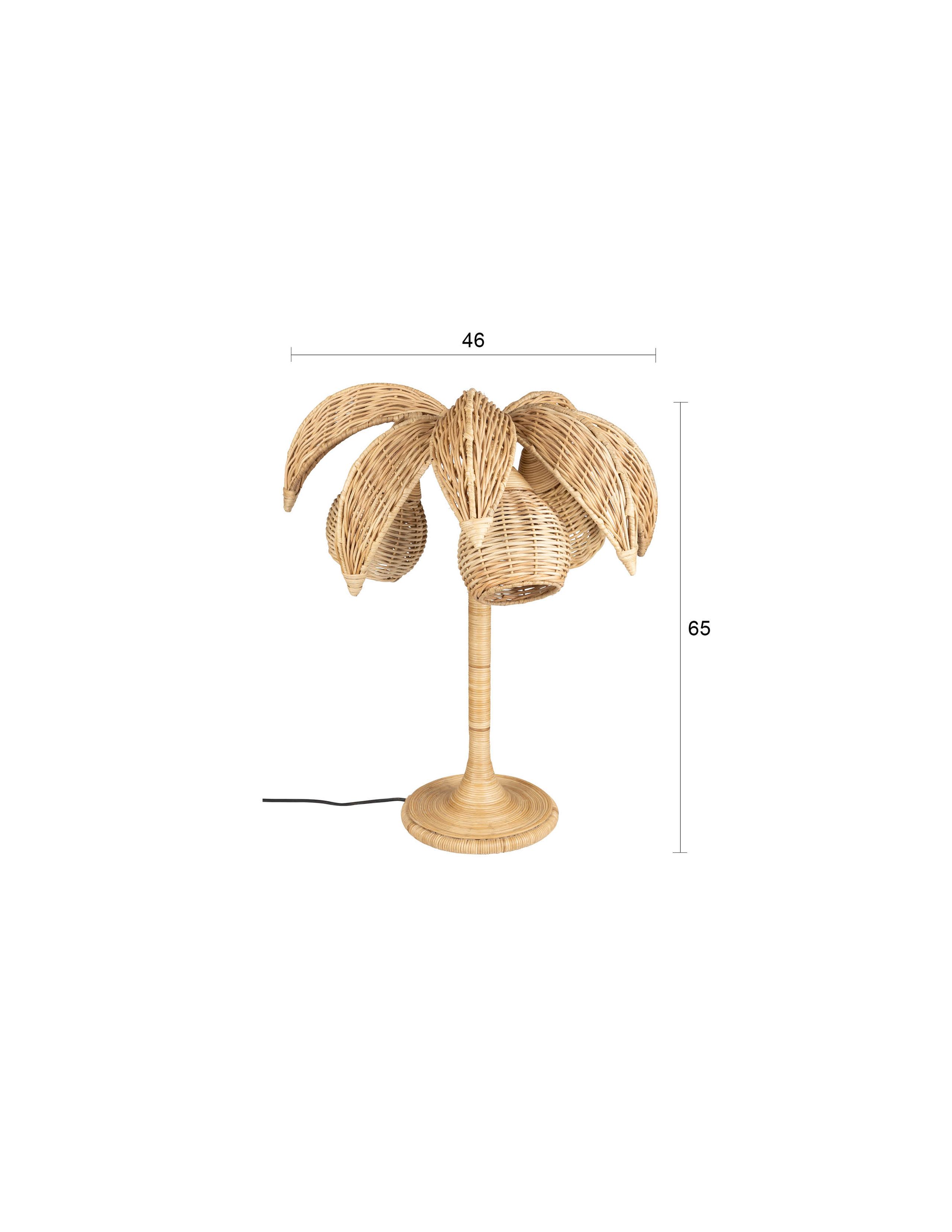 Retro Tischlampe 70's Palmtree Weidengeflecht 65 cm
