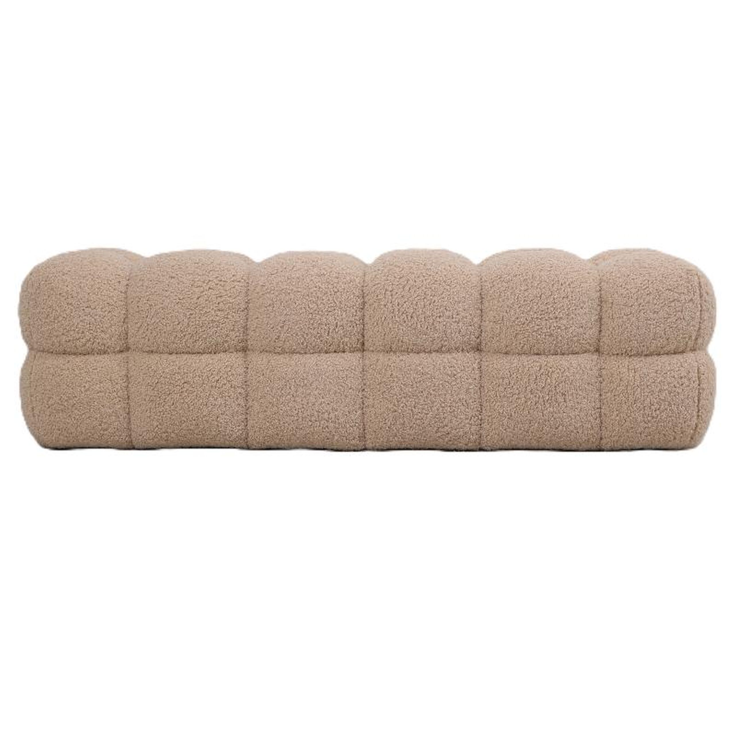 Retro Sitzbank Teddy Bouclé in beige 160 cm