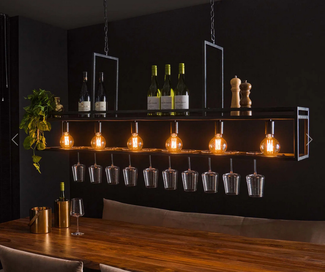 Industrial Hängelampe Decorate mit Ablage und Gläserhalter Gastronomie 160 cm