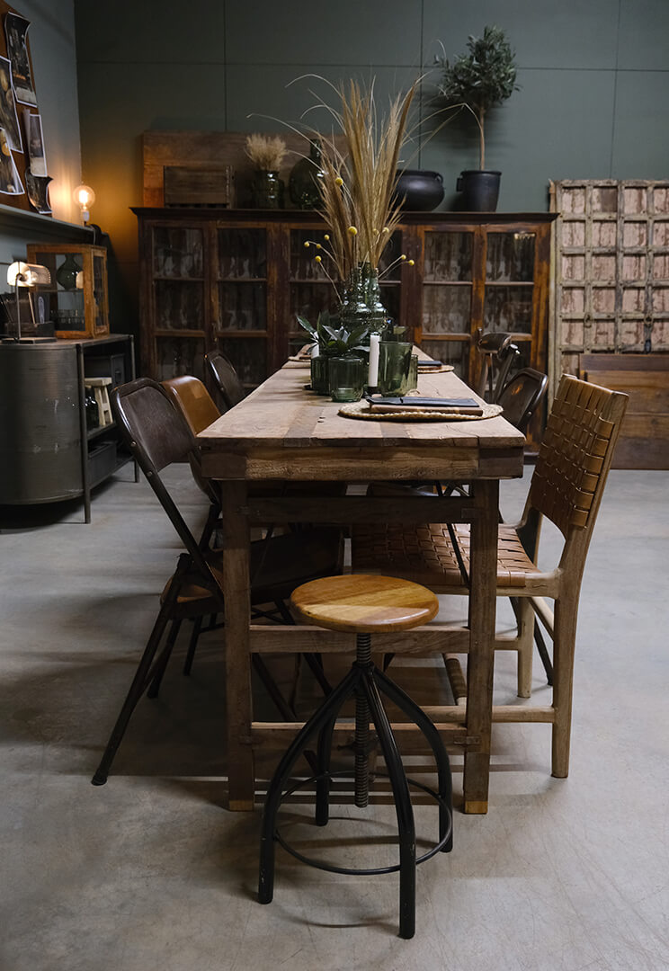 D11003-M03116-M01150-TM Esstisch Outdoortisch 175/60 Markttisch Vintage Klapptisch Braun