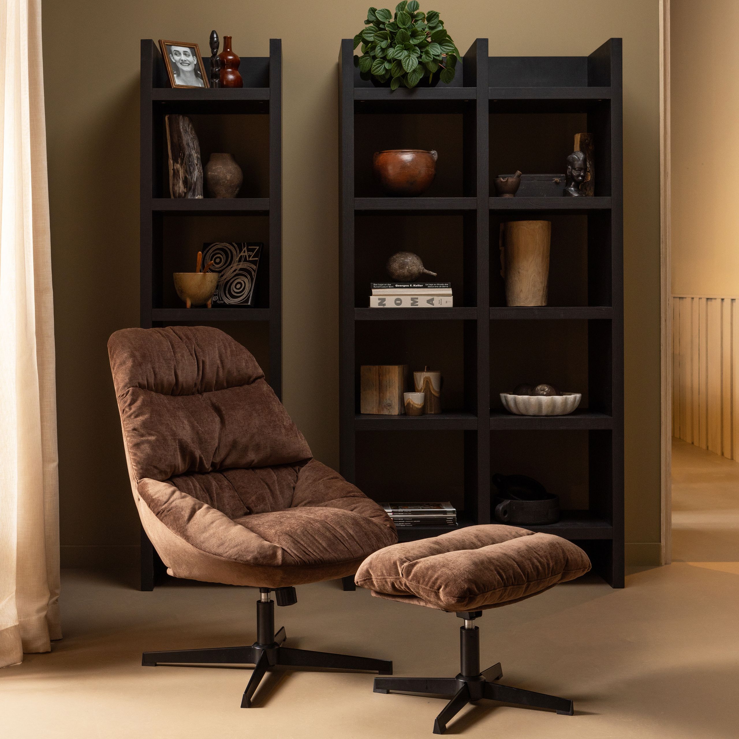 8714713201112_GROUP_1 Retro Loungesessel Relaxsessel Yaro Set mit Hocker Samt Espresso