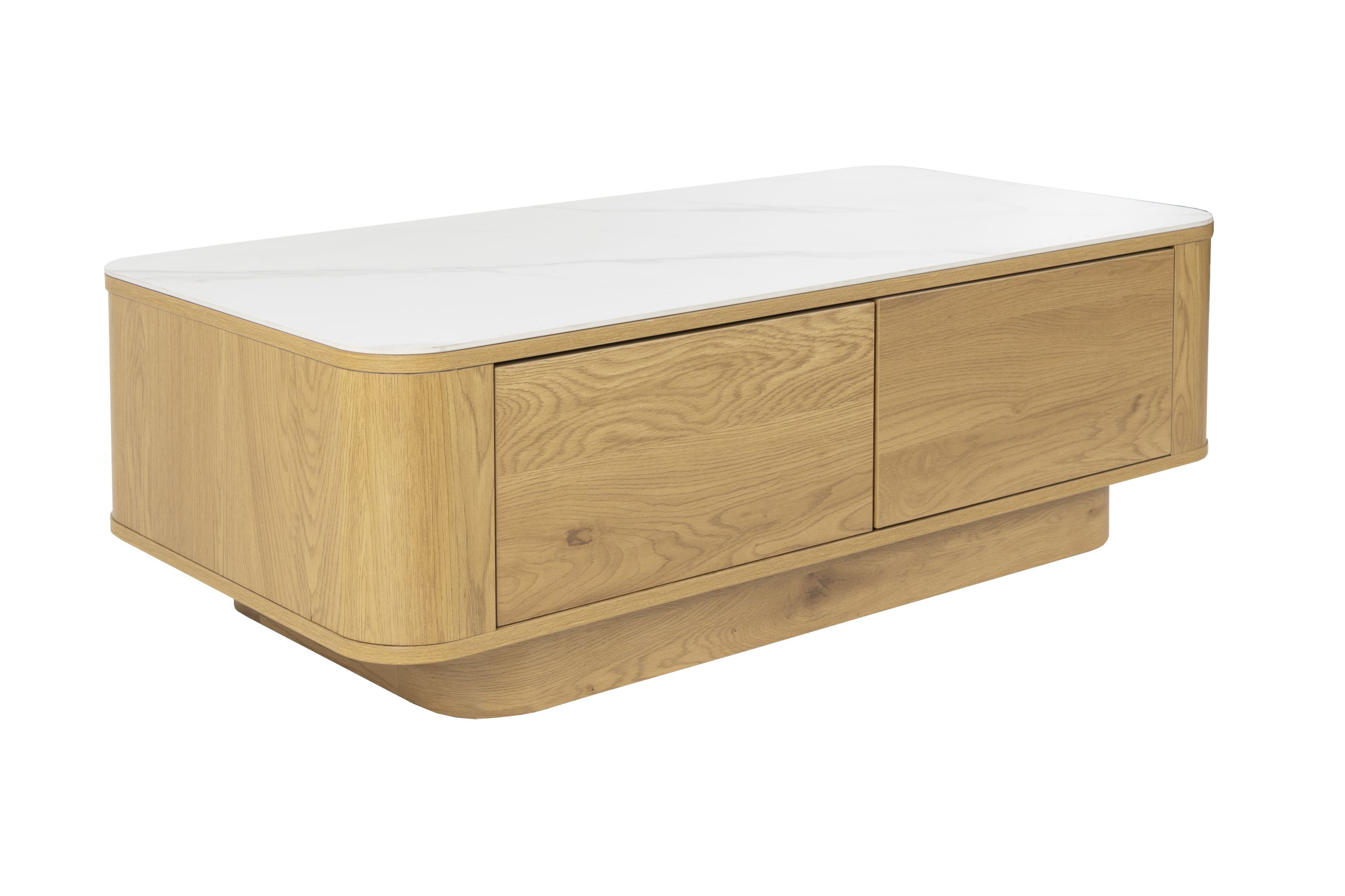 Couchtisch Almira Warm-Scandi 2-Schub Eiche Marmoroptik