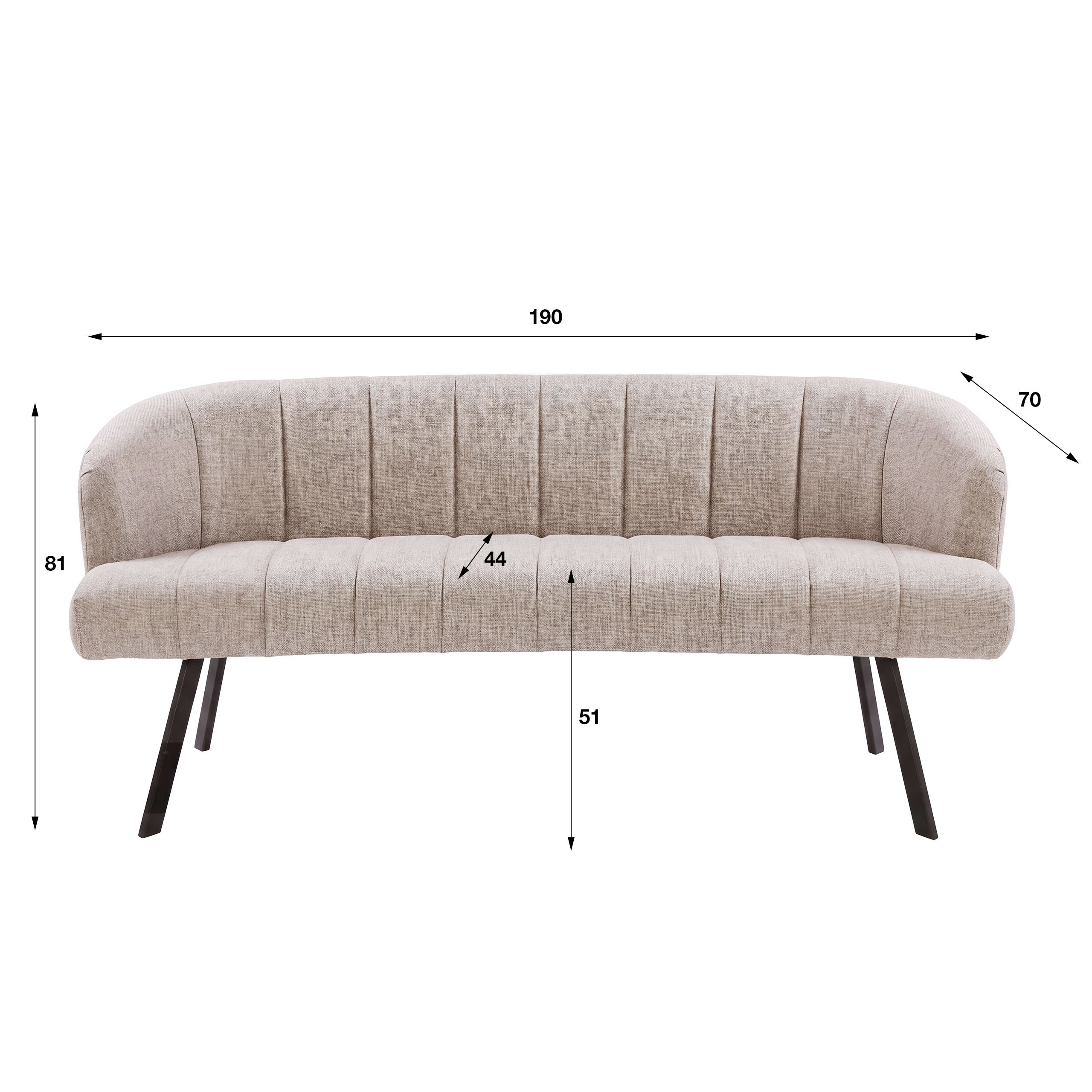 Esstischbank Polsterbank Oval Sand 190 Industrial Strukturstoff Sand