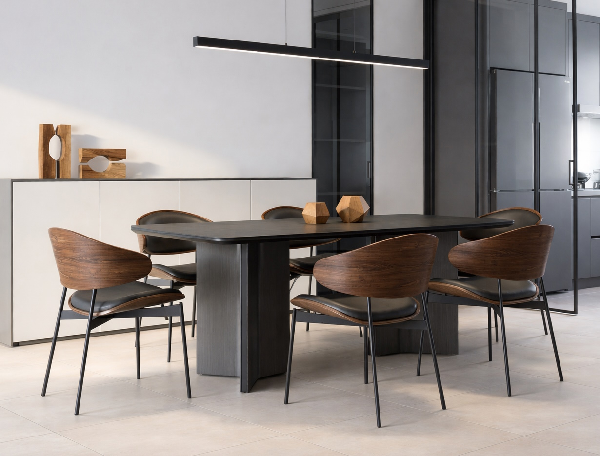 Industrial Esstisch Travertin DeepState schwarze Metallbeine 180