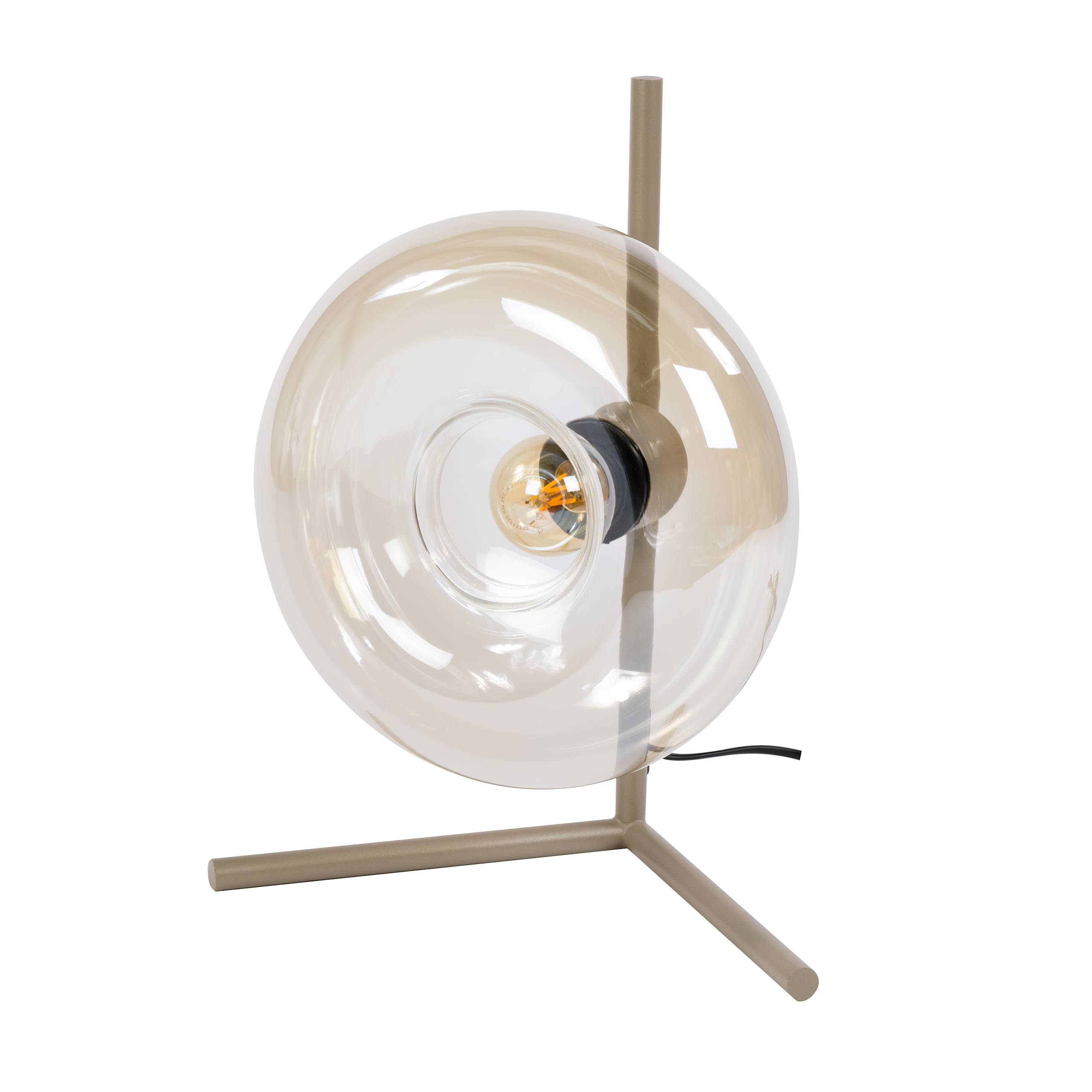 Retro Tischlampe El Sol Beige Metall Glas
