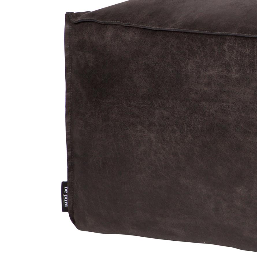 Hocker Leder Rodeo Pouf Schwarz