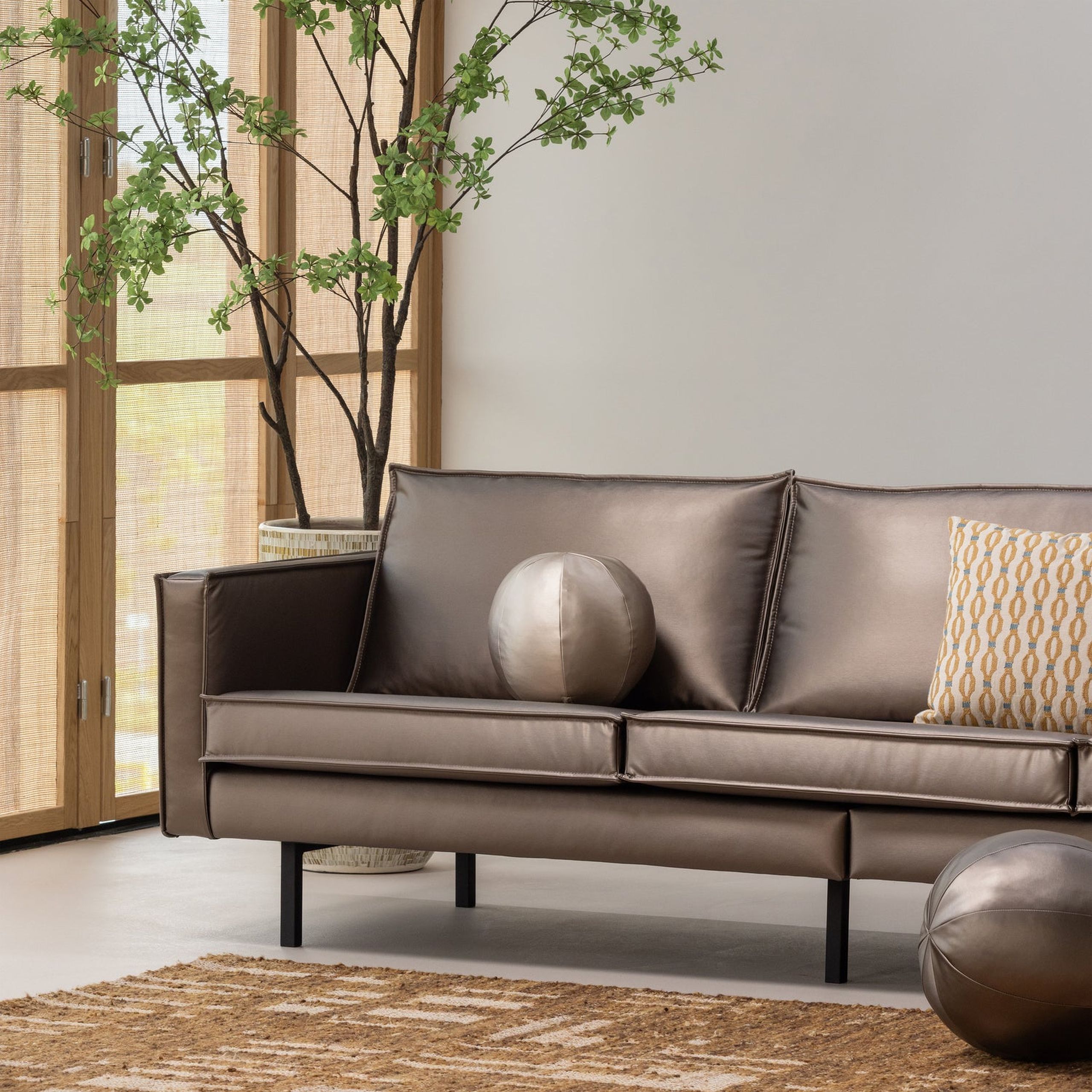 Retro Sofa Rodeo 3-Sitzer Metallic Kupfer Braun