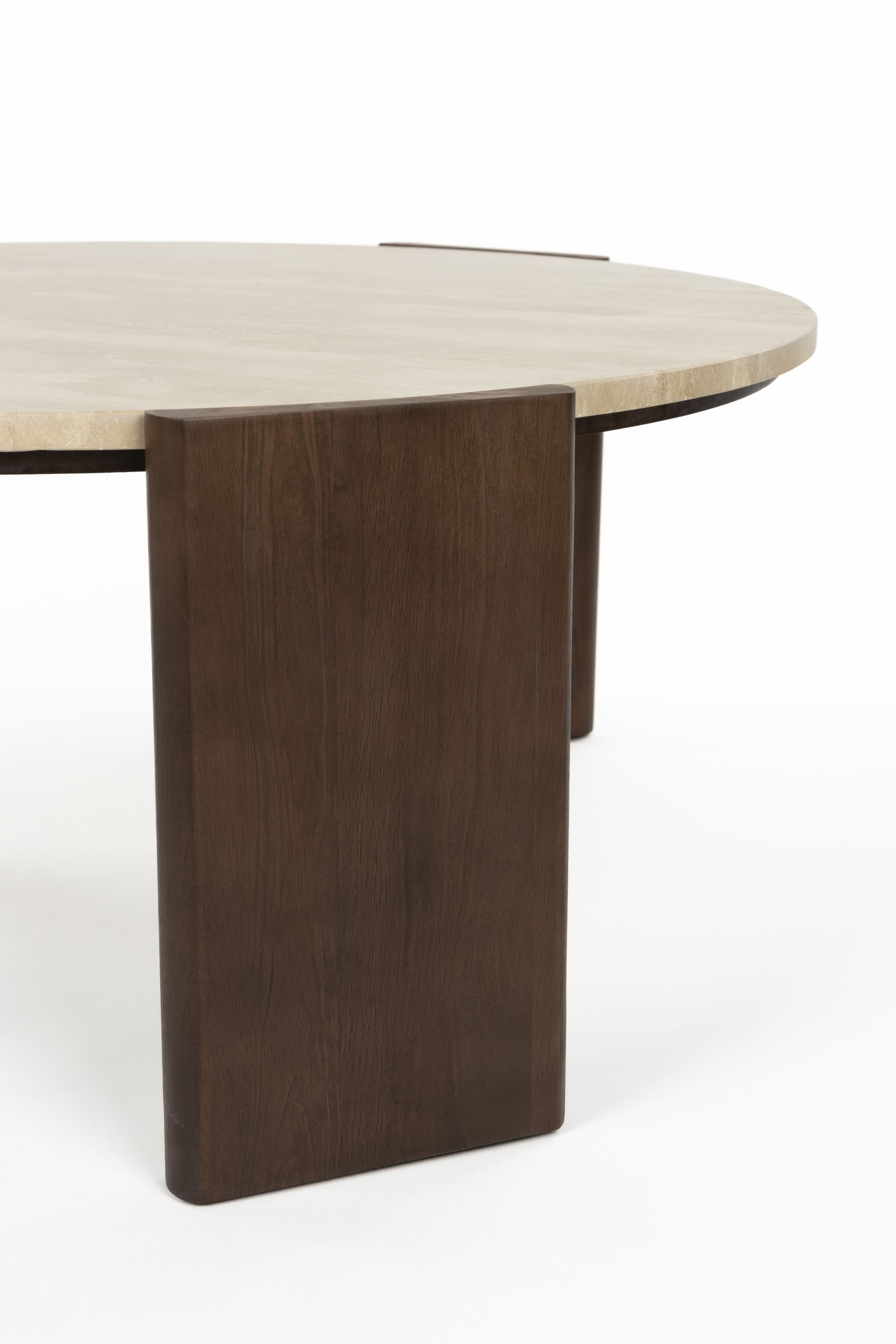 Retro Couchtisch Beistelltisch Valcour Travertin Holz