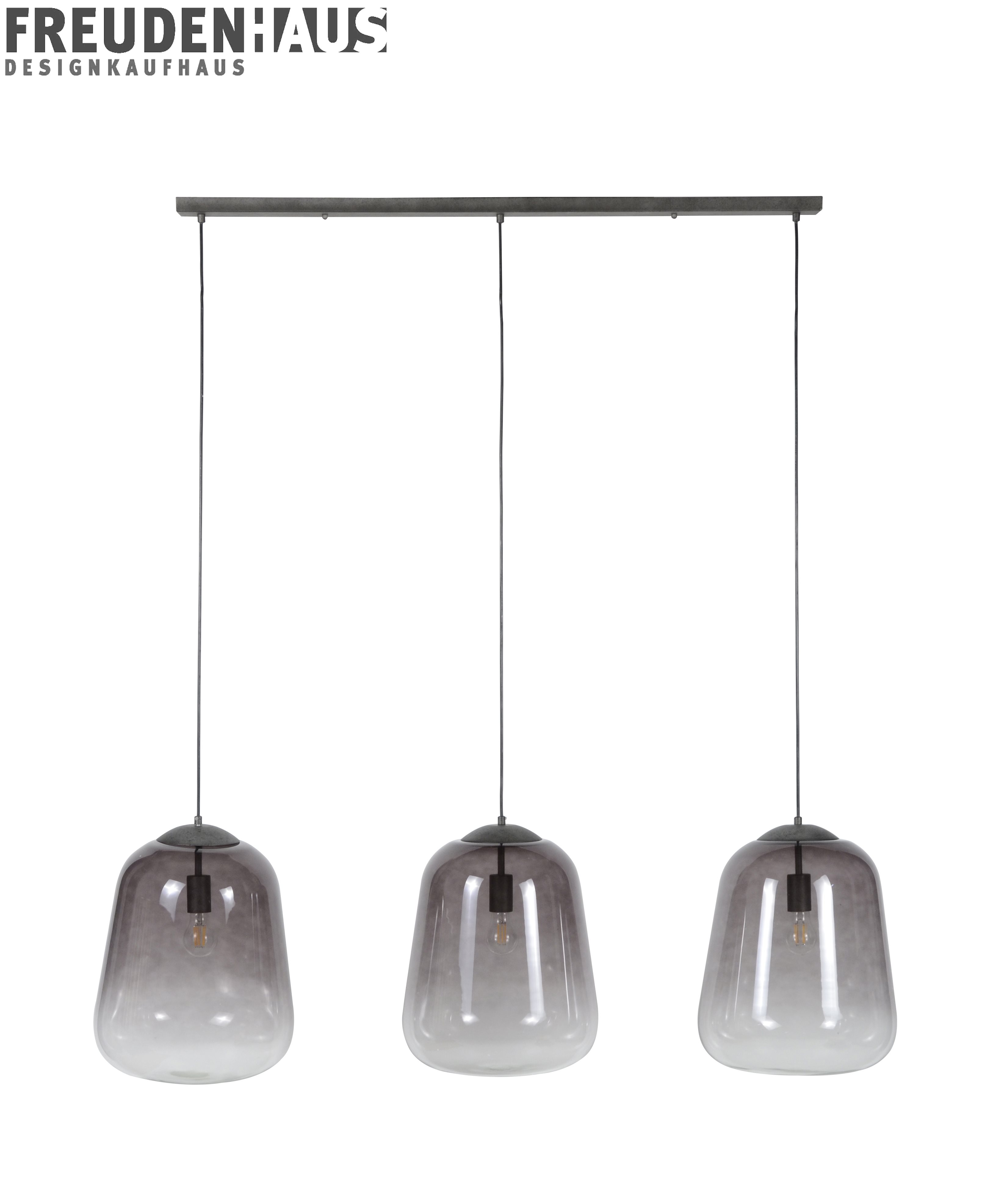 Hängelampe Bulb 3er Industrial Rauchglas Shaded Altsilber XL