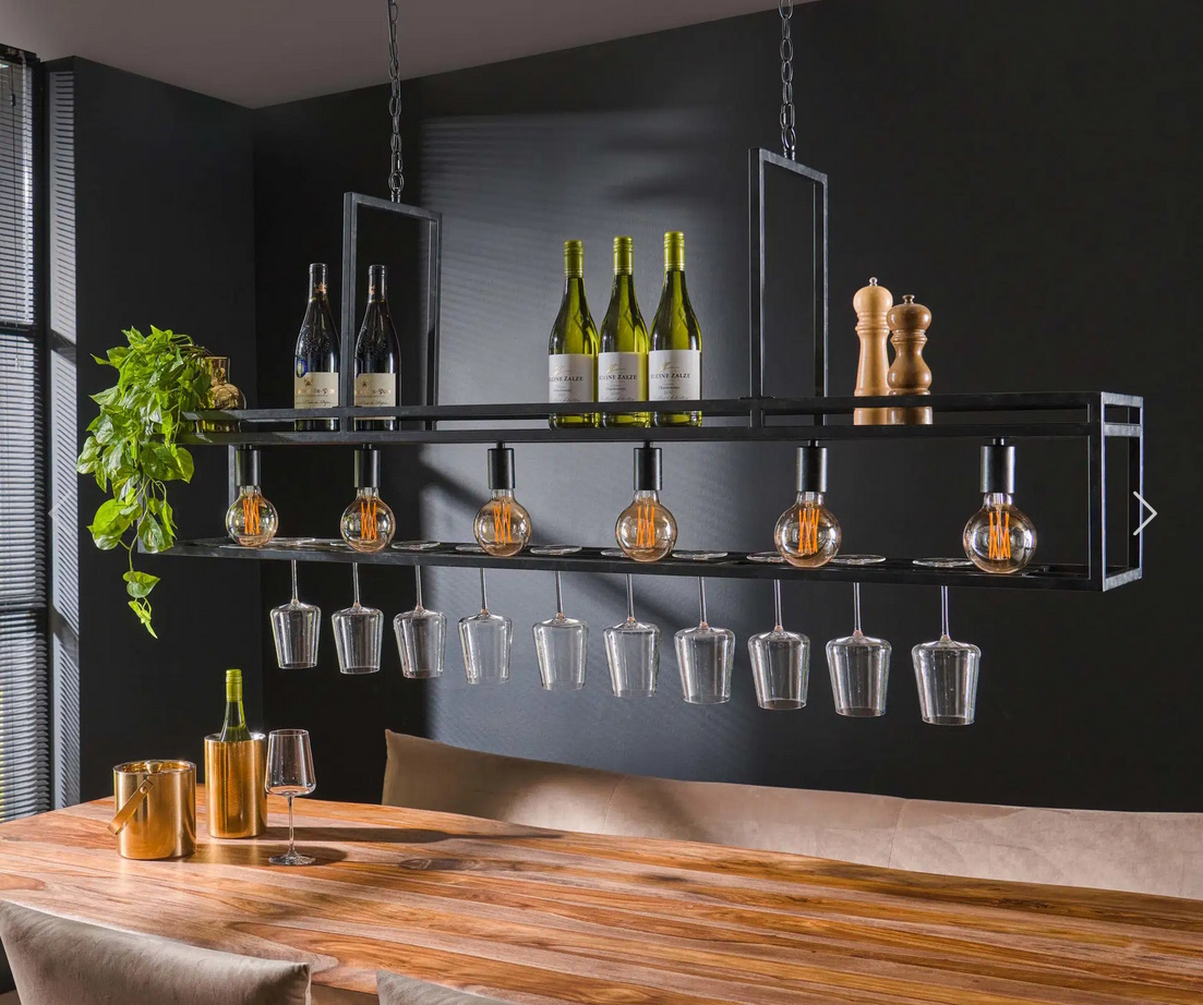 Industrial Hängelampe Decorate mit Ablage und Gläserhalter Gastronomie 160 cm