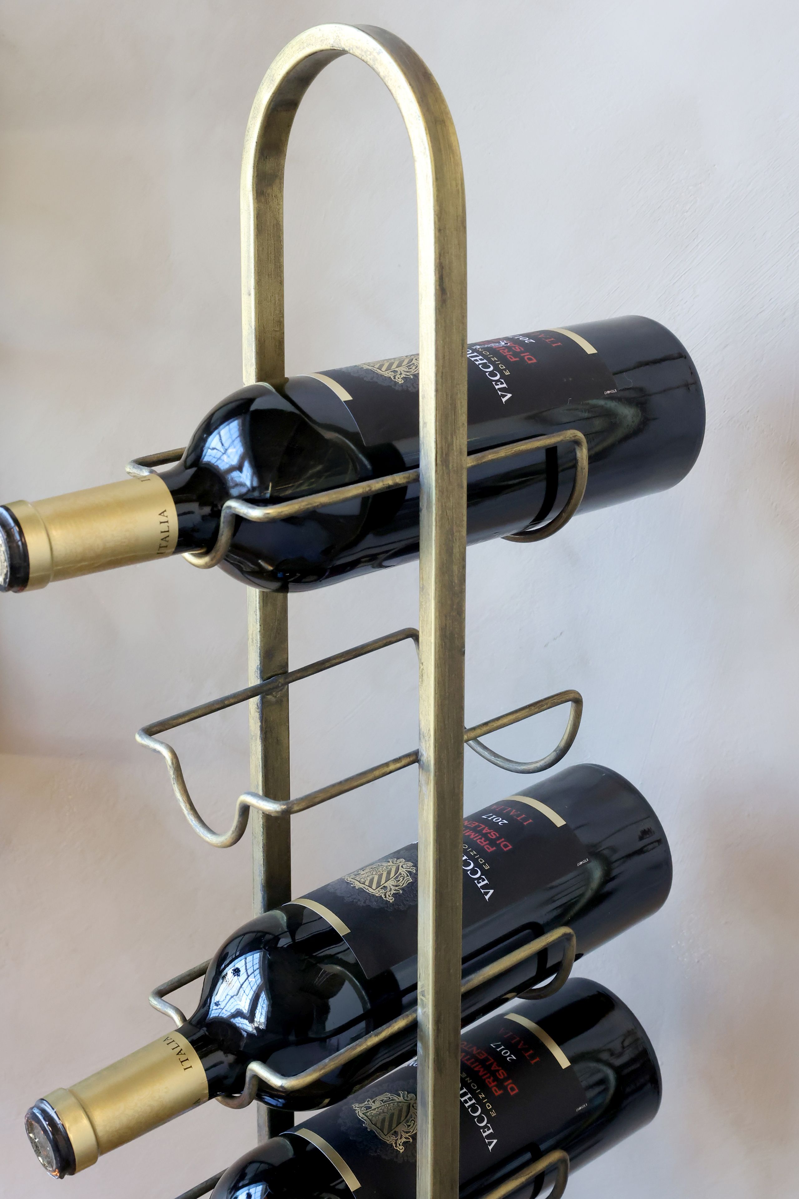 Vintage Weinregal Flaschenständer Bacchus Metall Antik-Gold