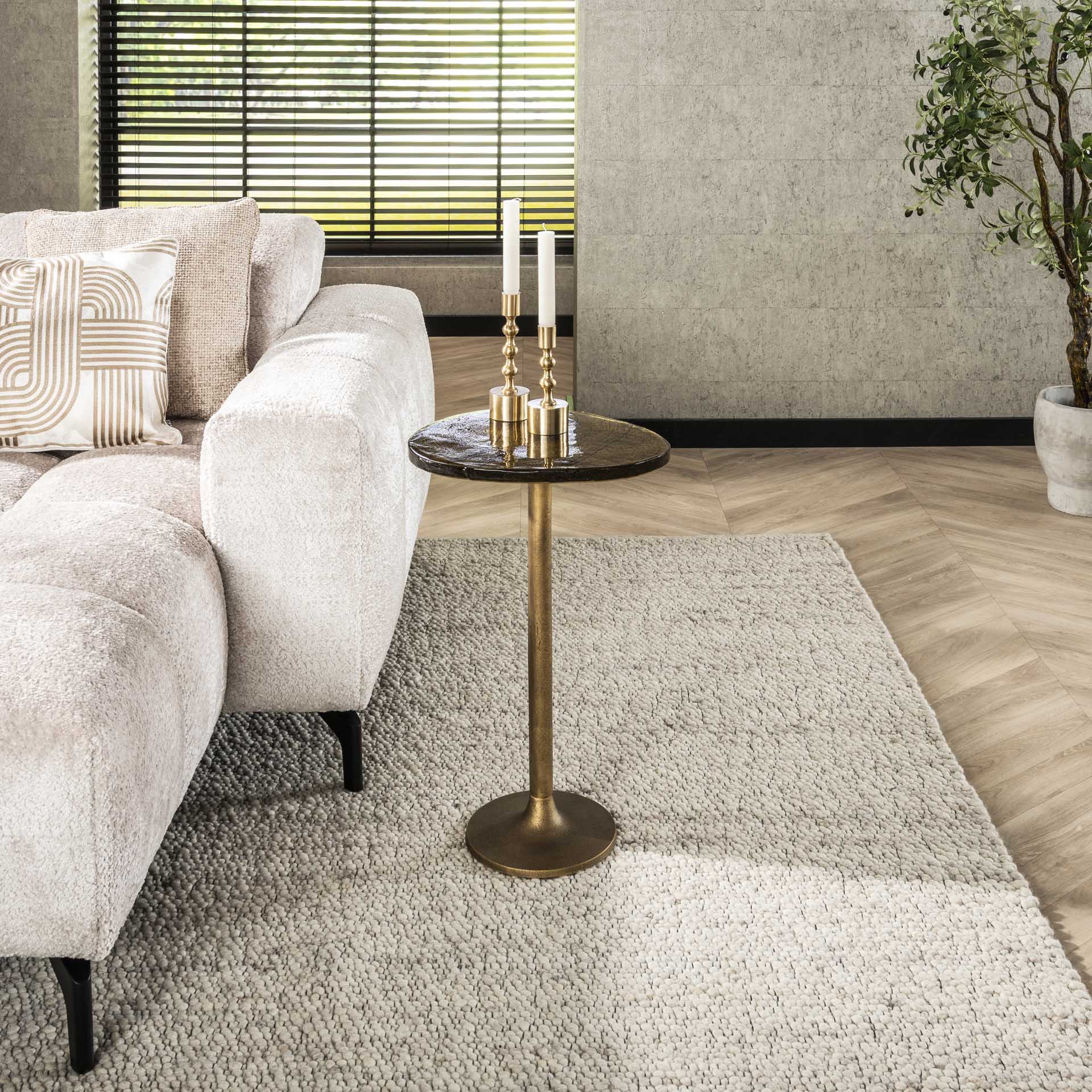 Retro Beistelltische Eclipse Glas Metall Antik-Gold L