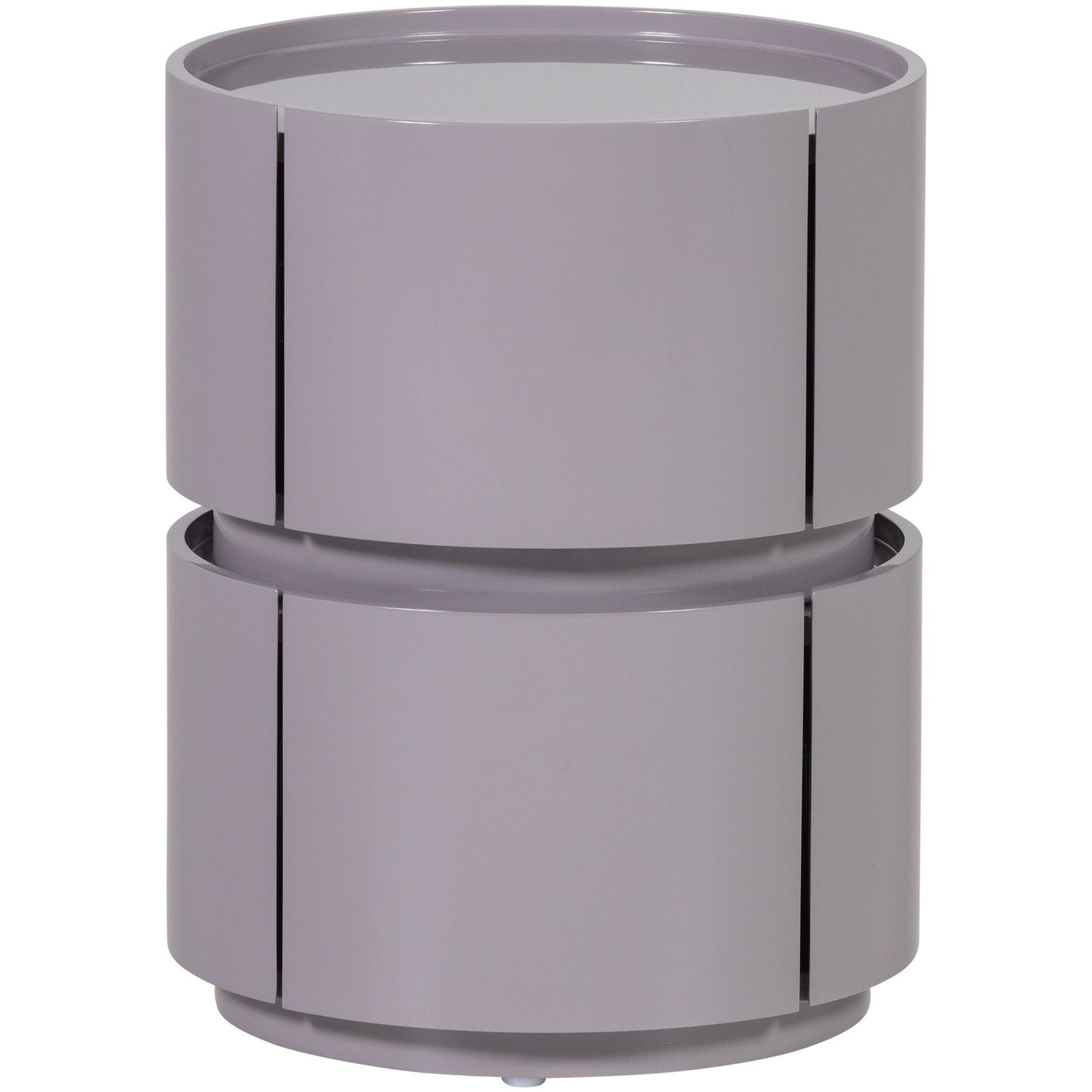 Retro Nachttisch Lunex Rund 2 Schubladen Mauve