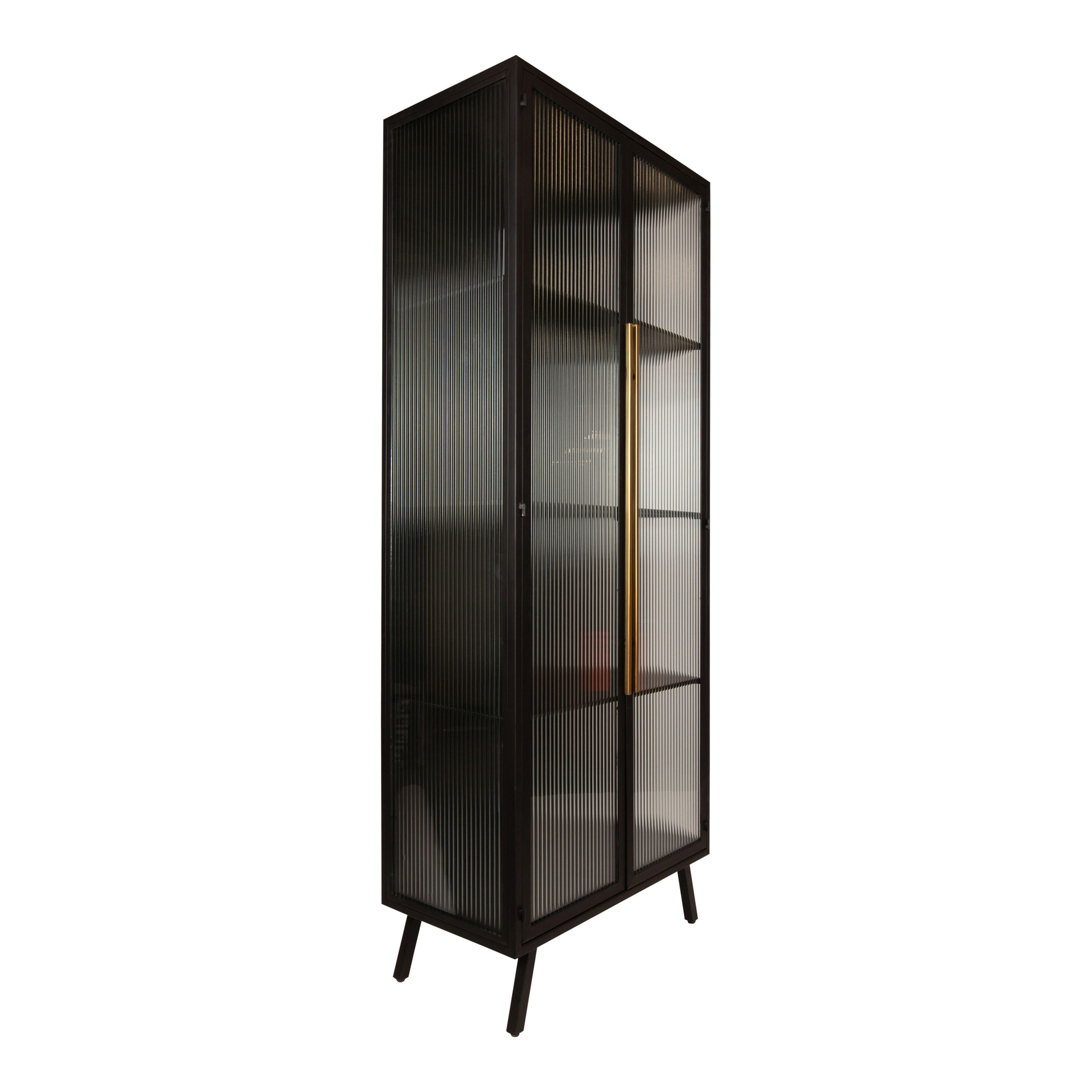 Industrial Vitrine Caeleen Metall mit geriffeltem Glas Industrial Vitrine Caeleen Metall mit geriffeltem Glas