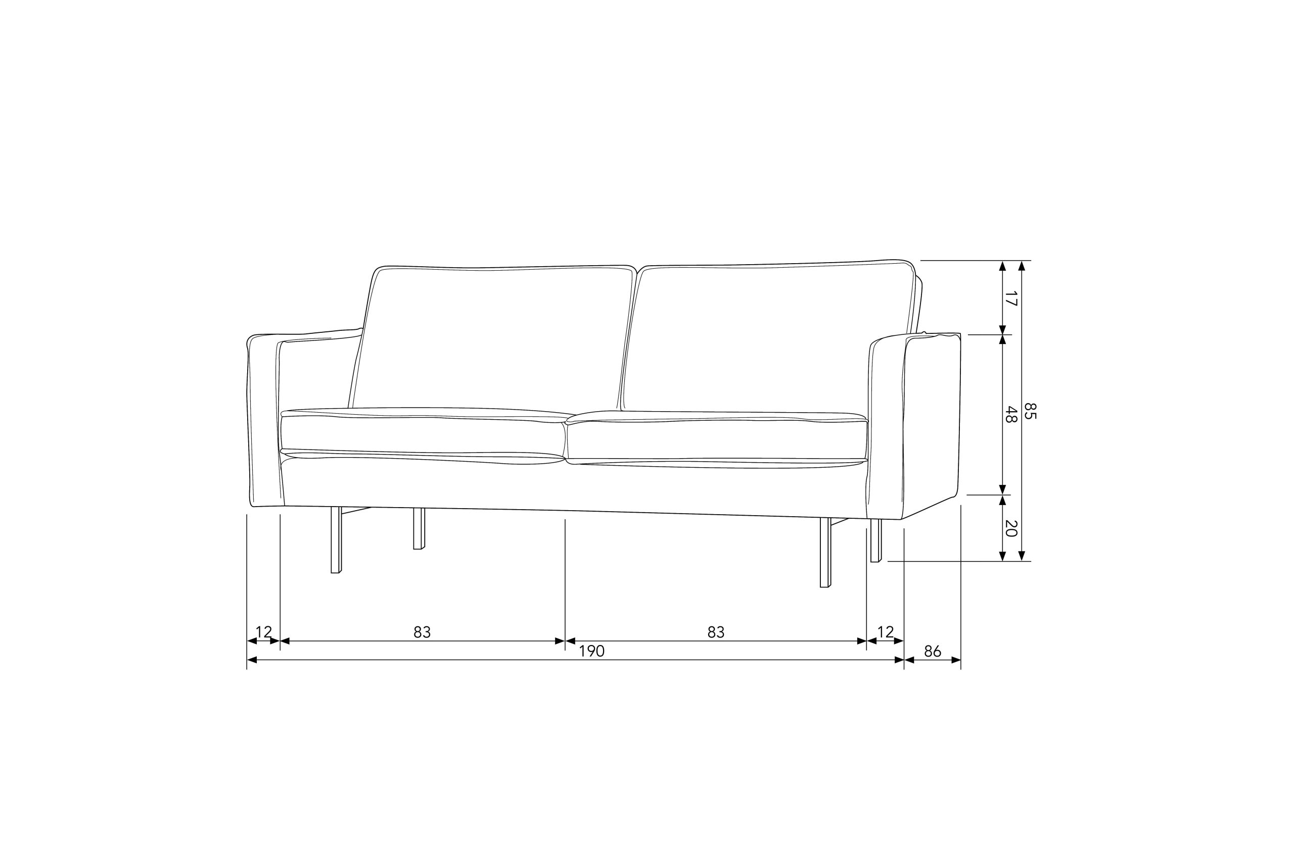 Retro Samtsofa Rodeo 2,5-Sitzer Rost