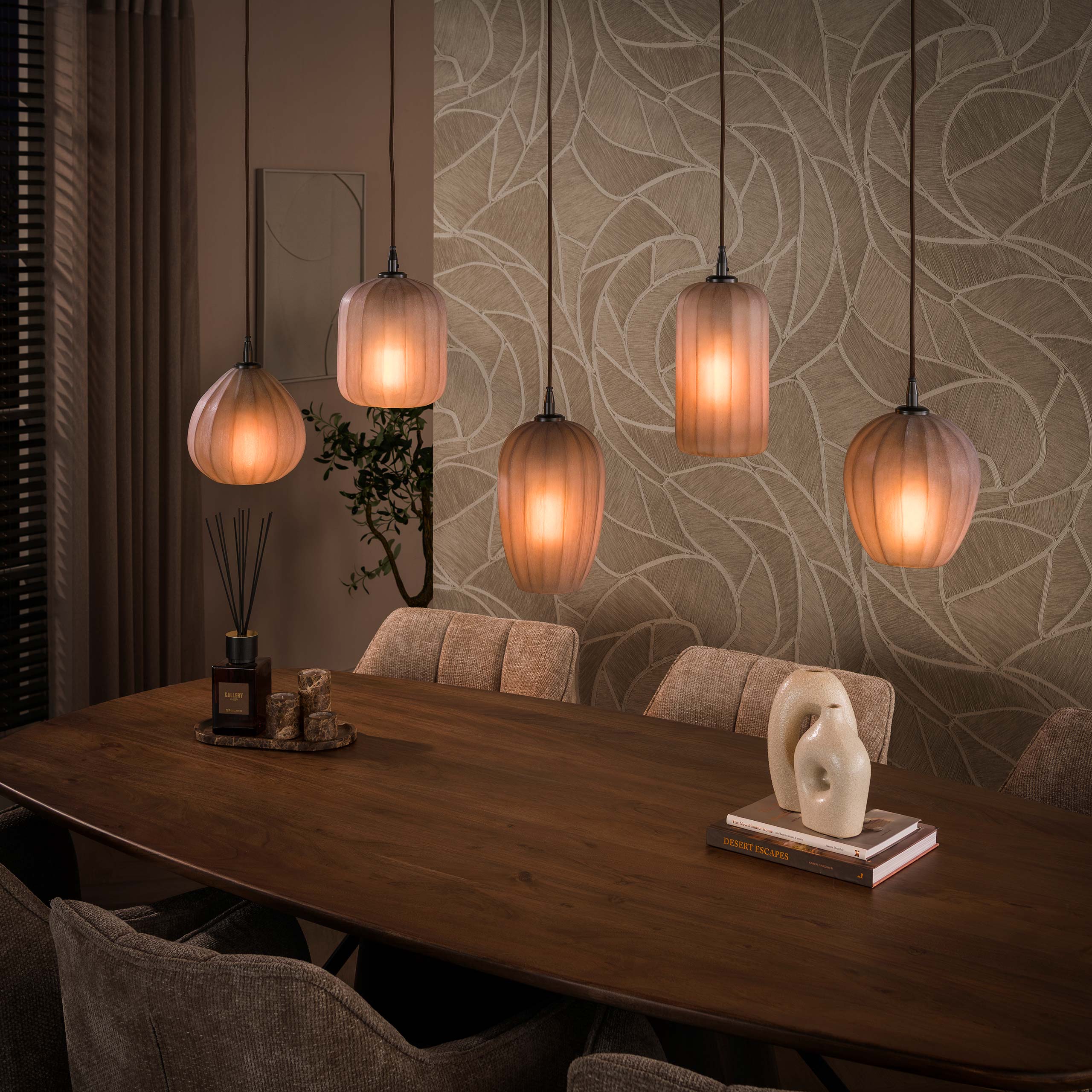 Retro Hängelampe Altura Frosted Glas 5 Schirme