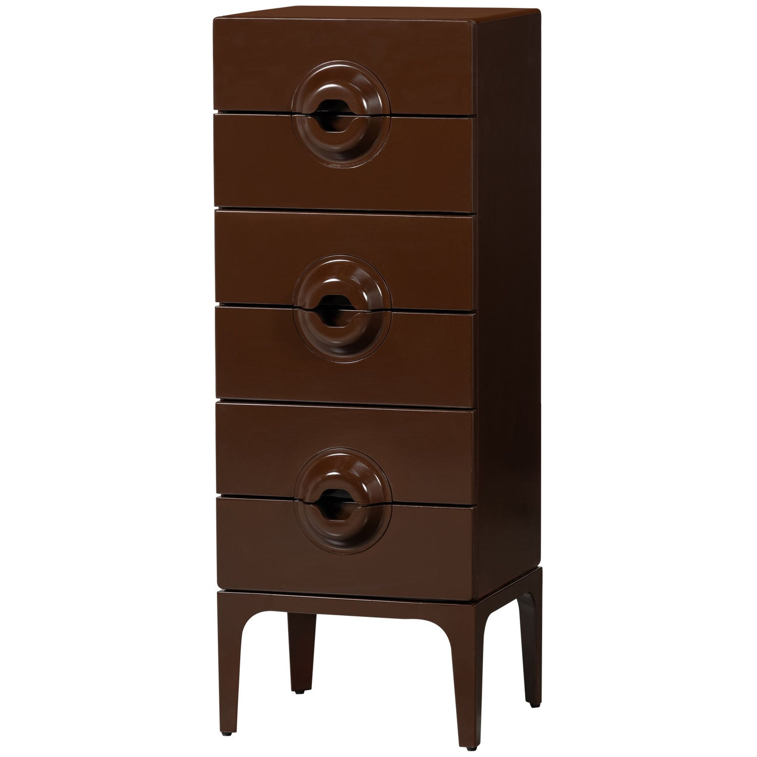 Retro Kommode Nachttisch Merge Schokobraun 6 Schubladen