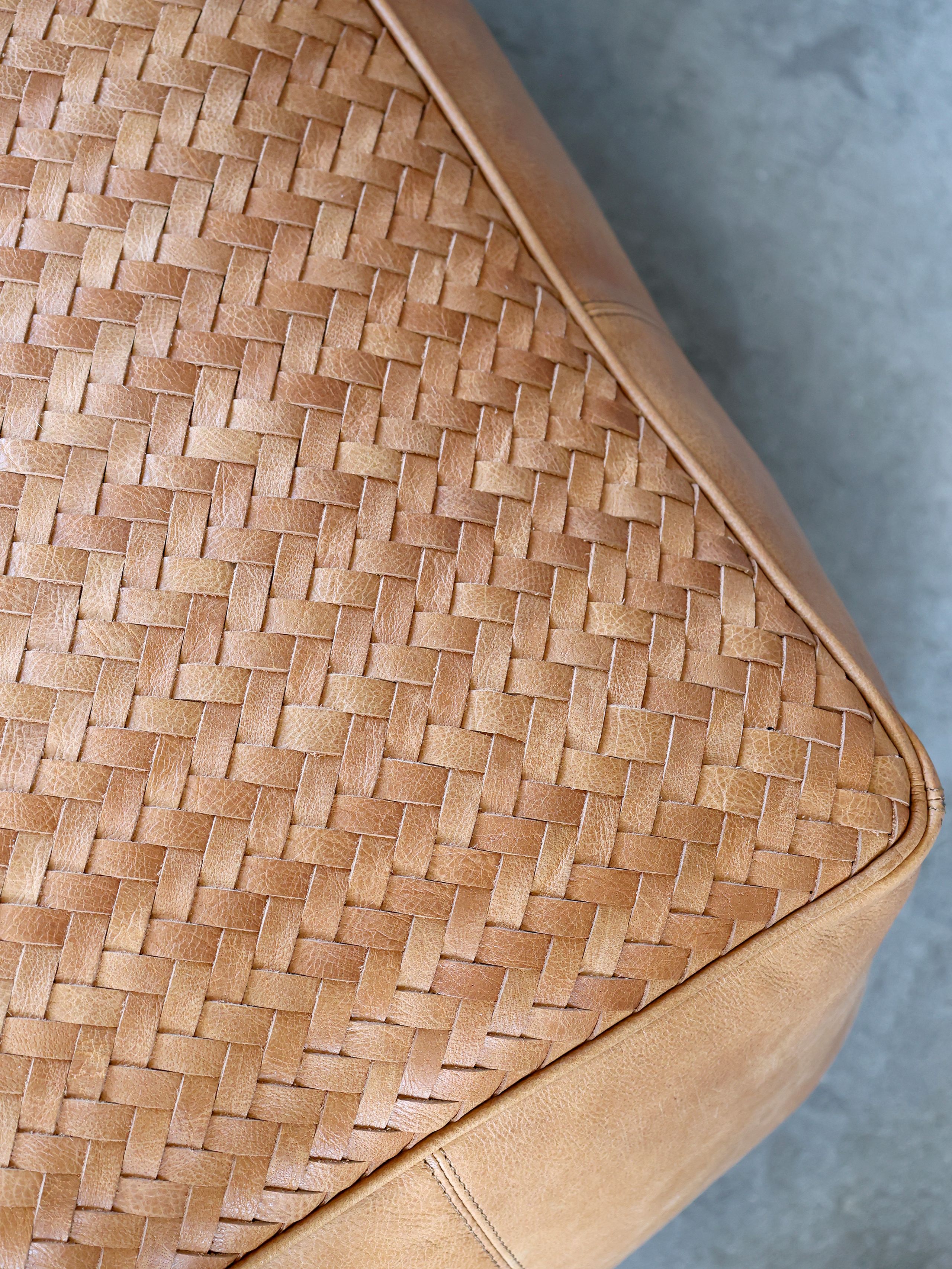 Retro Sitzhocker Pouf Alexandre Echtleder