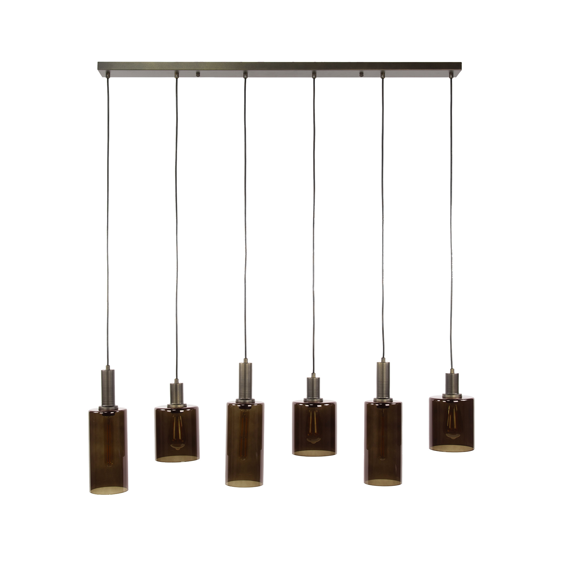 Retro Hängelampe Pendelleuchte Sepiora 6 flammig Glas Bronze Retro Hängelampe Pendelleuchte Sepiora 6 flammig Glas Bronze
