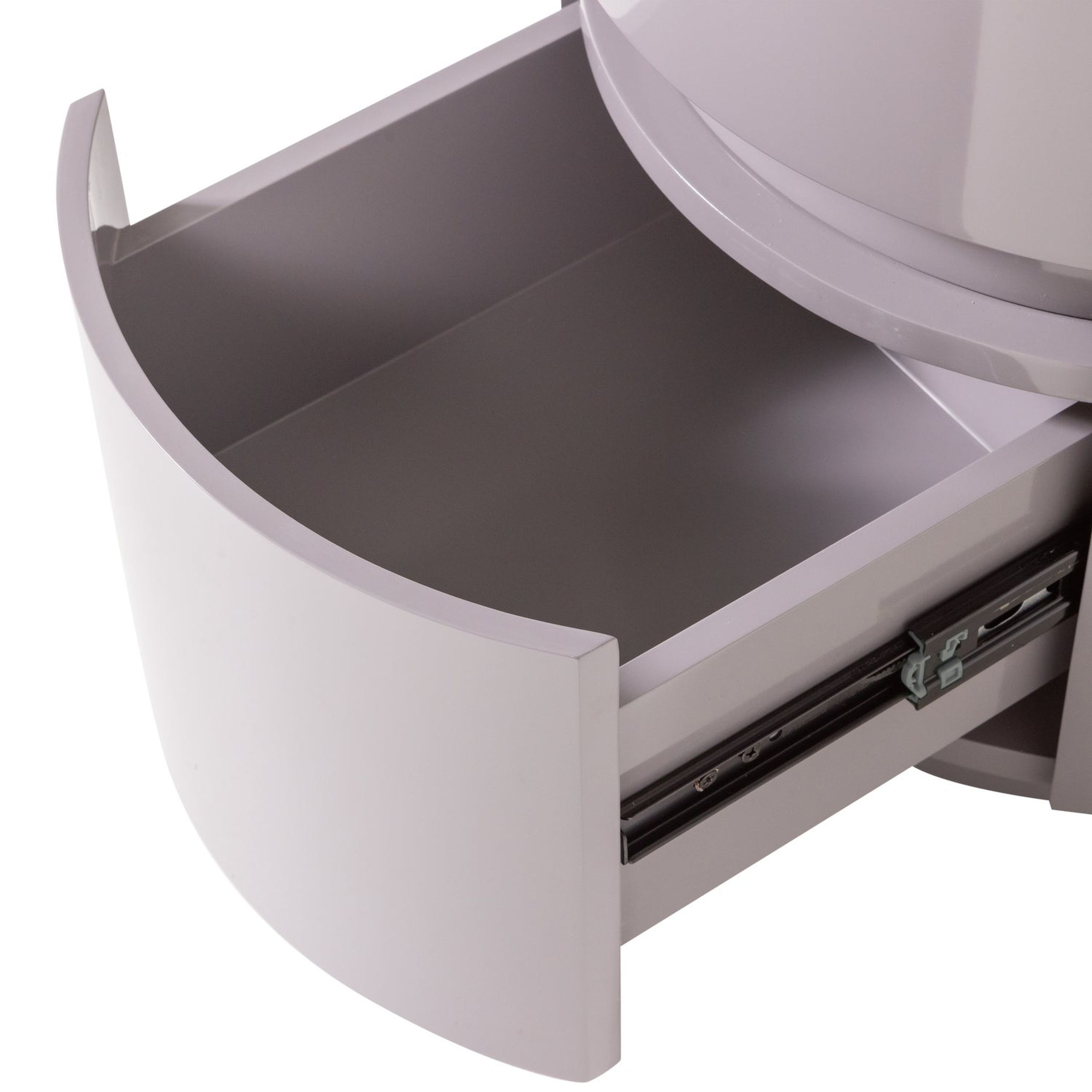 Retro Nachttisch Lunex Rund 2 Schubladen Mauve