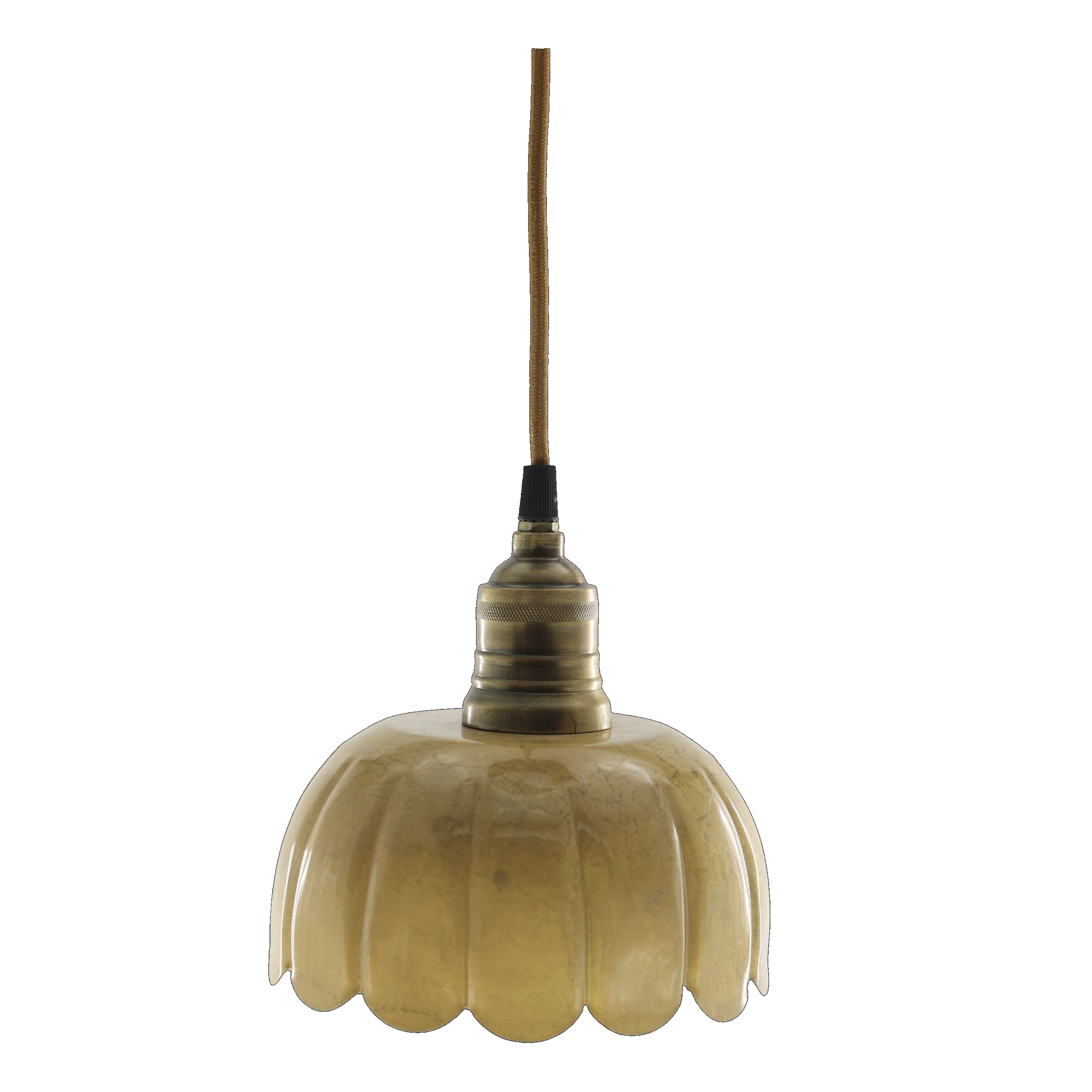Vintage Hängelampe Lunel Emaille Mellow Messingfassung Modell 1 Mellow