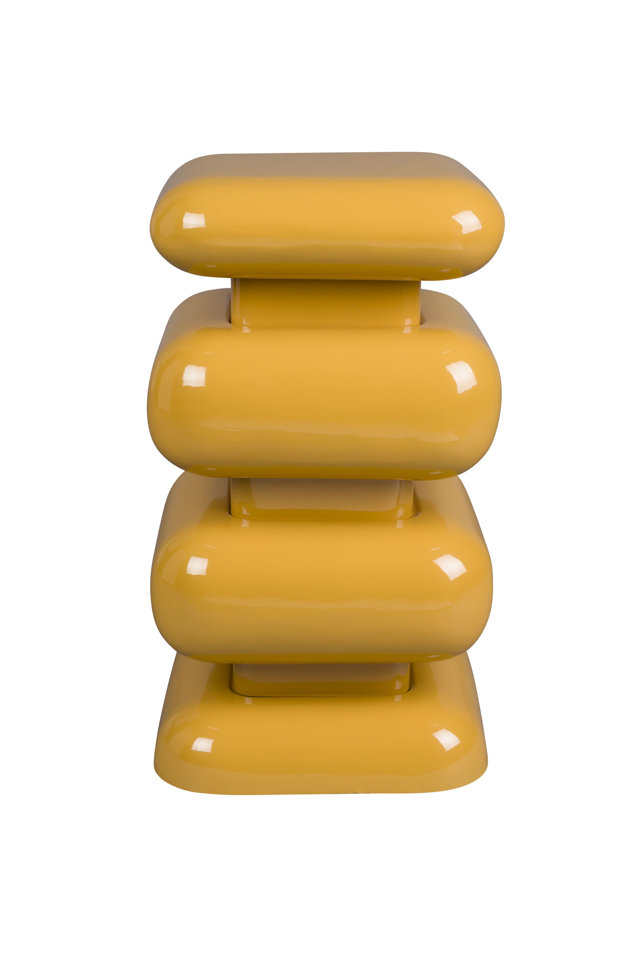 Retro Hocker Beistelltisch Stubby 70's Metall Gelb