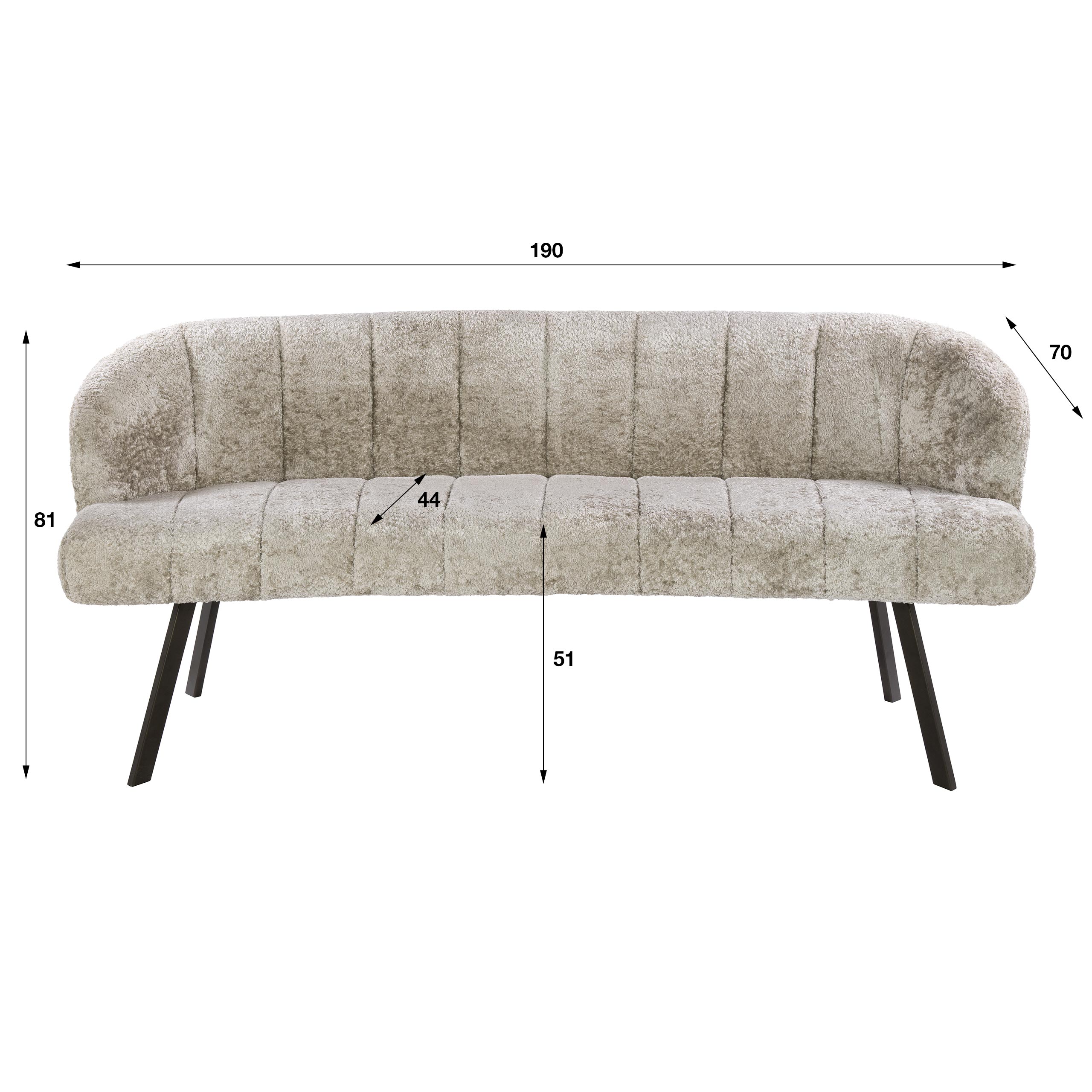 Esstischbank Polsterbank Oval Sand 190 Industrial Alura Sand