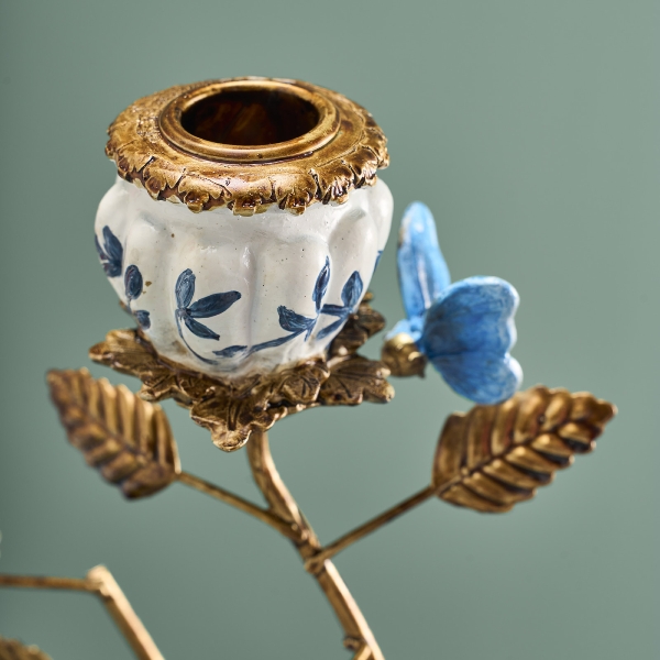 Vintage Kerzenständer Schmetterlinge Bunt