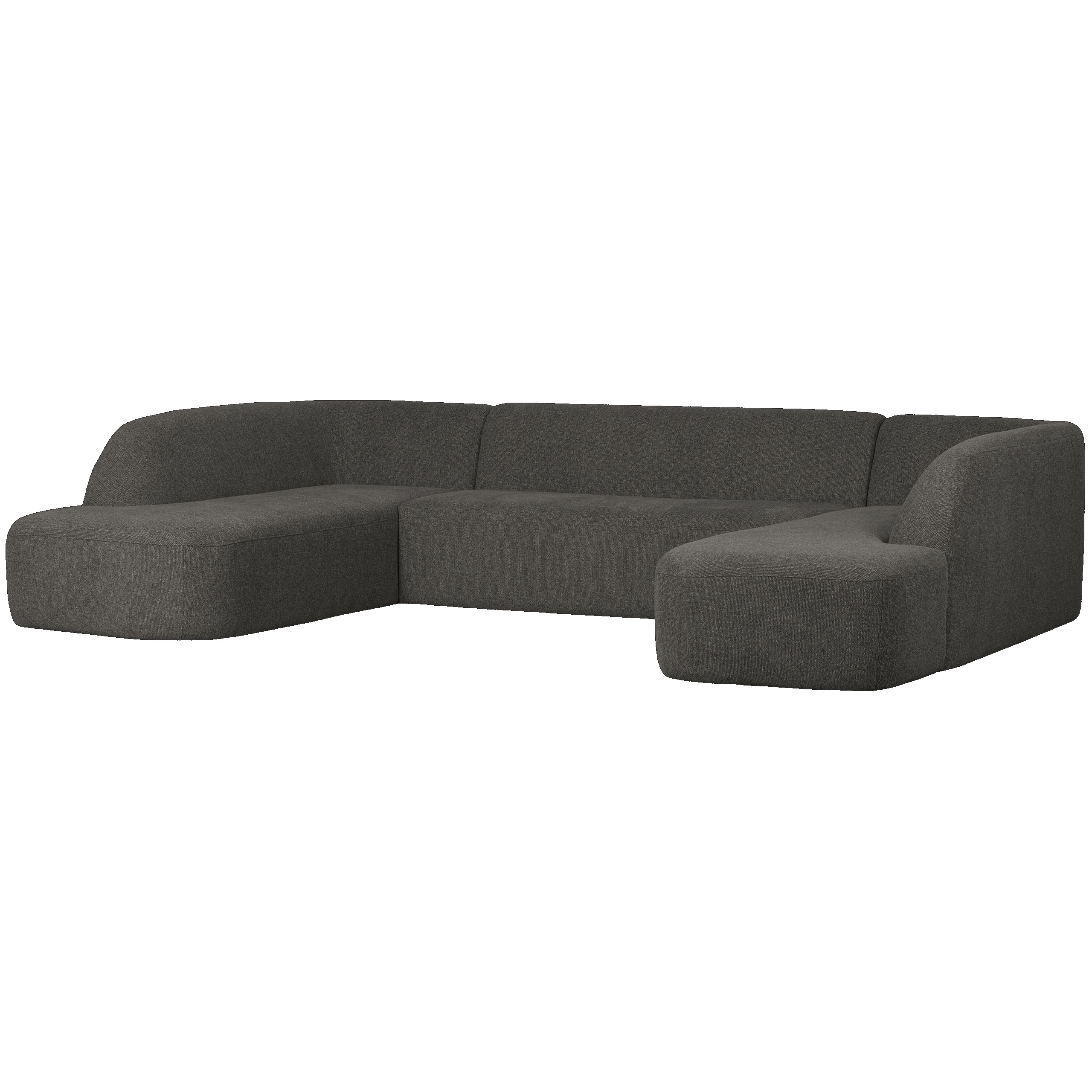 Retro Sofa Couch Sloping U-Form Organic Schwarz