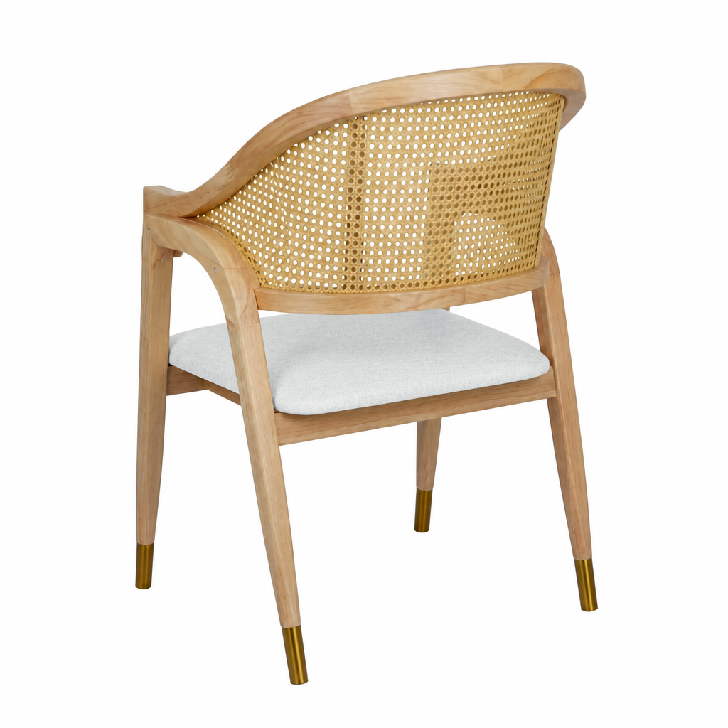 Esszimmerstuhl Noblesse Mid-Century Massivholz Rattan Natur