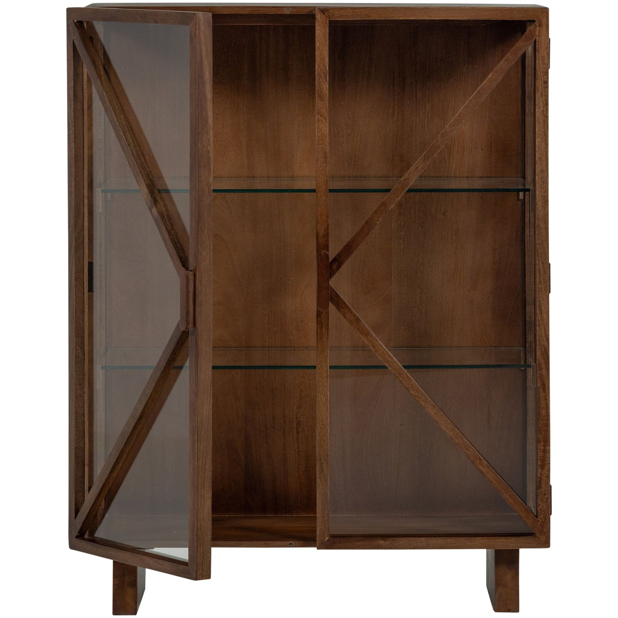 Retro Vitrine Kella Mangolzholz breit Braun