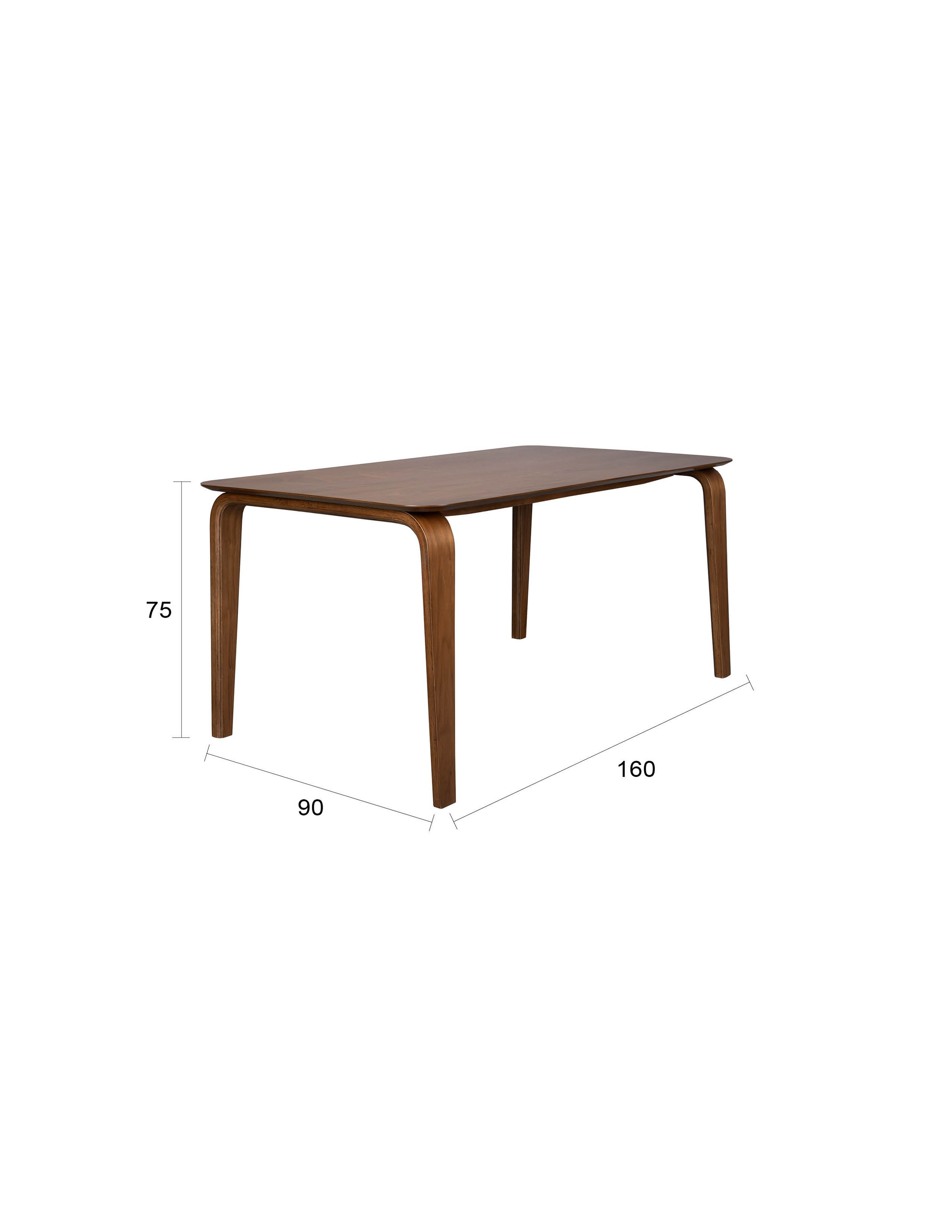 Mid-Century Esstisch Walden Nussbaumfurnier mit abgerundeten Beinen 160