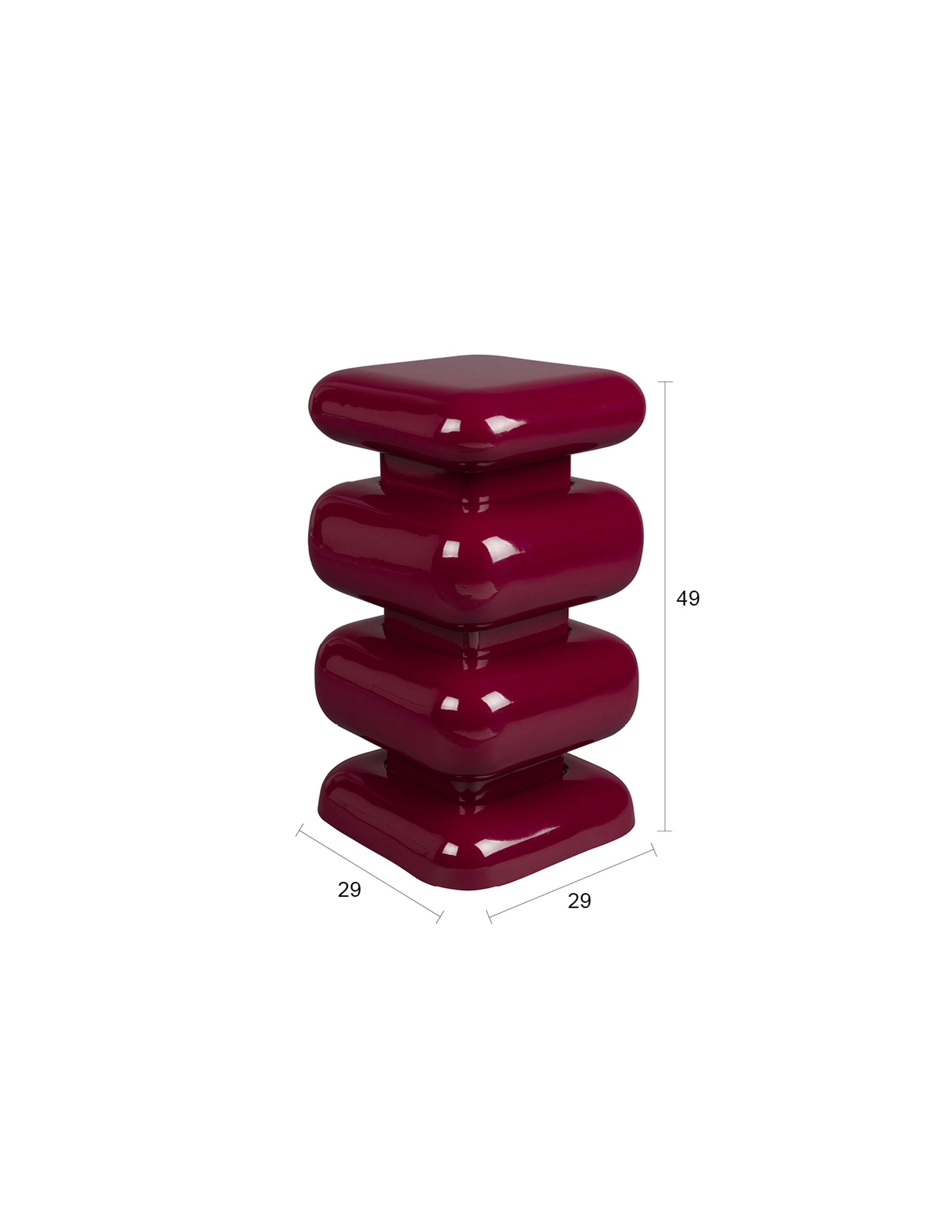 Retro Hocker Beistelltisch Stubby 70's Metall Bordeaux
