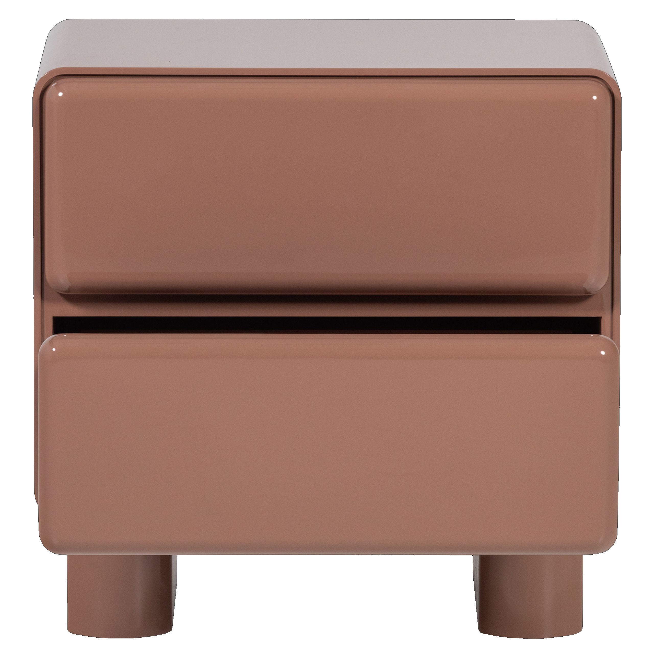 Retro Nachttisch Lustra Hochglanz-Finish Altrosa