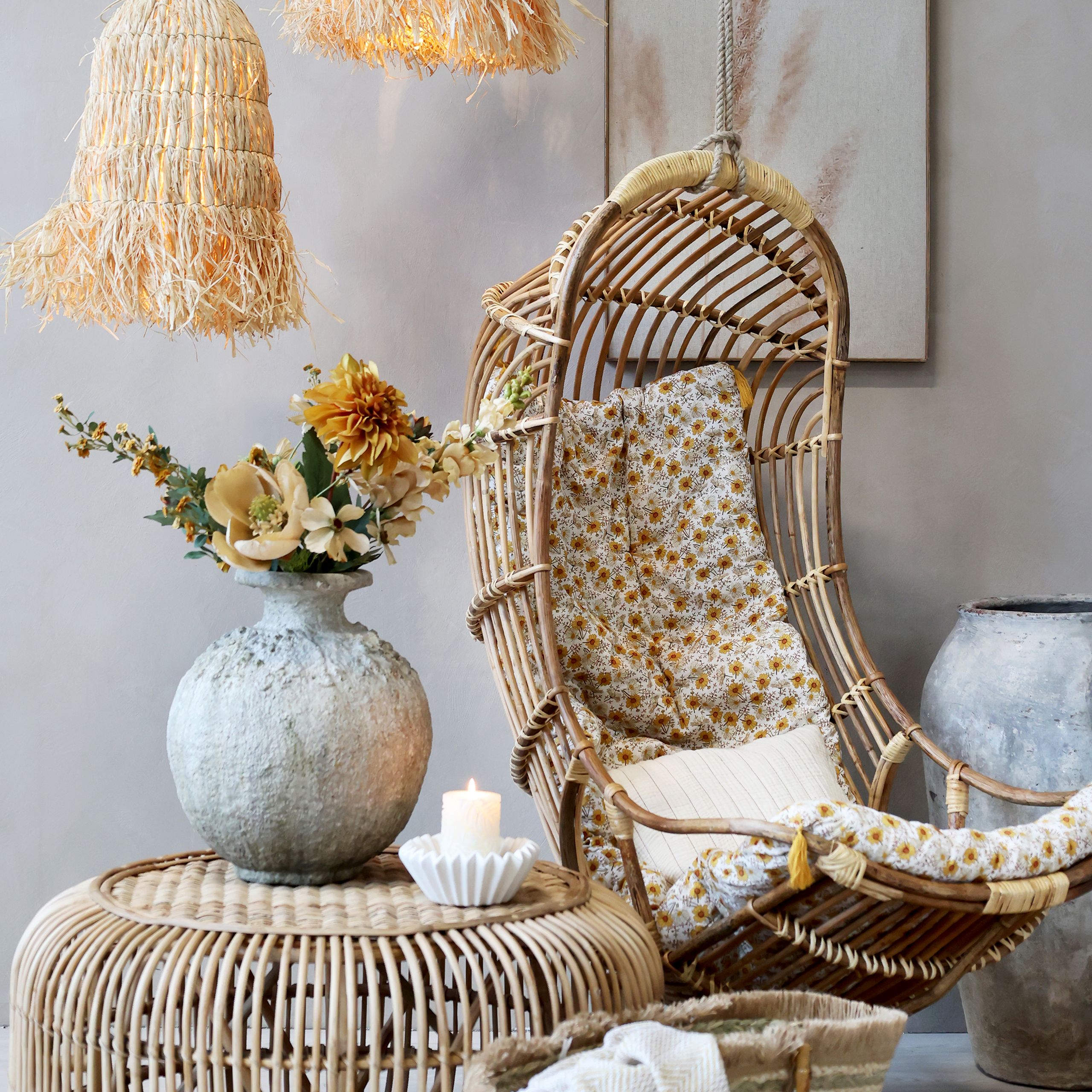 Hängesessel Hängeschaukel Boho Rattan 